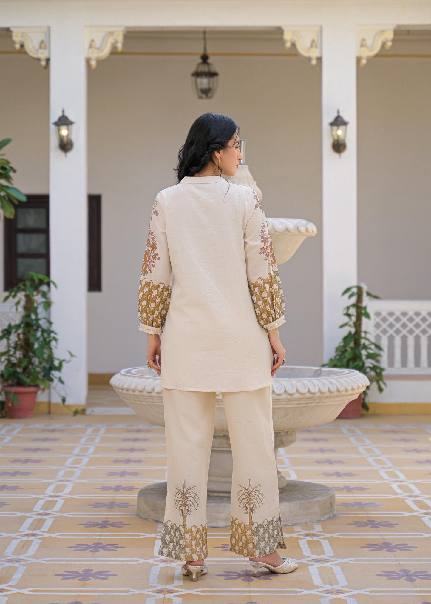 Pure Linen Flex Off White & Yellow 2pc Set