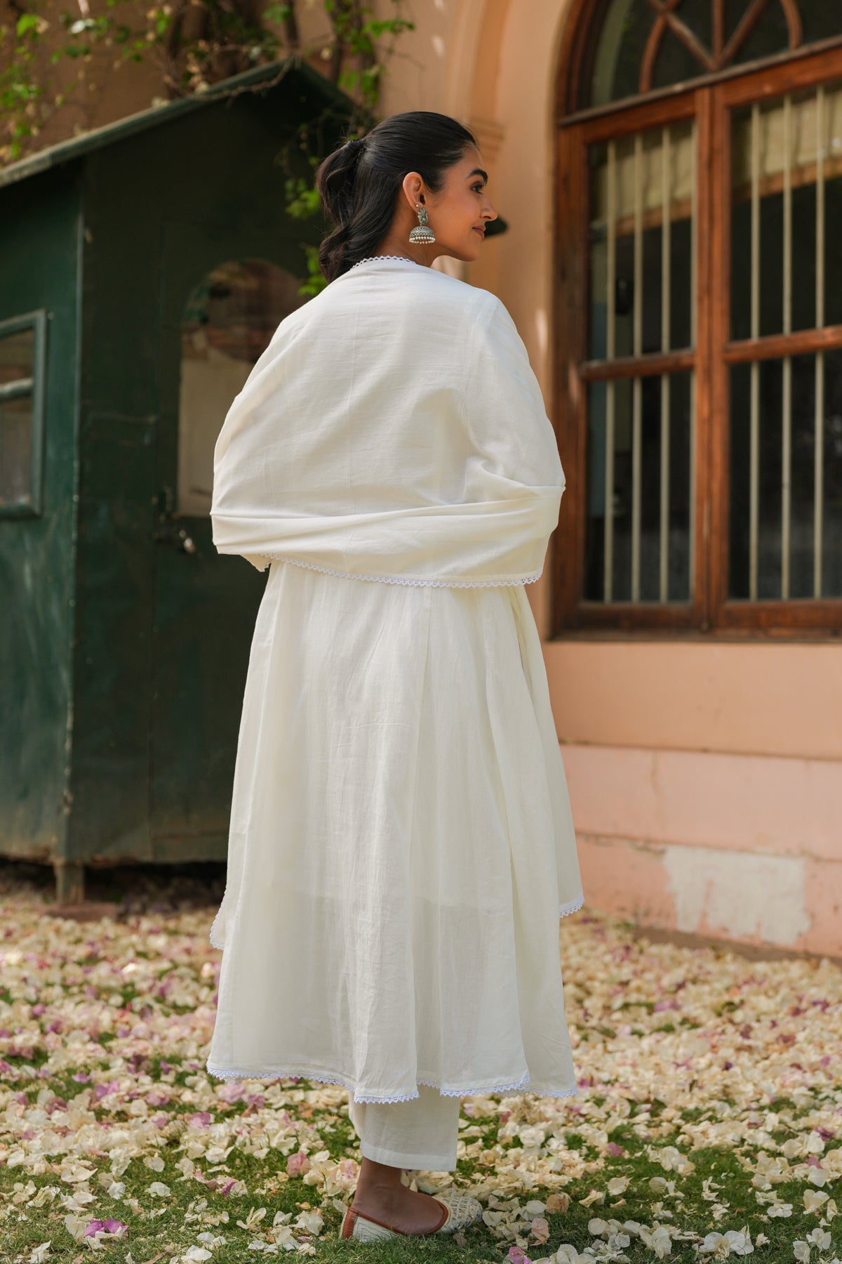 white off Anarkali – Designer Handcrafted Collection off white and yellow