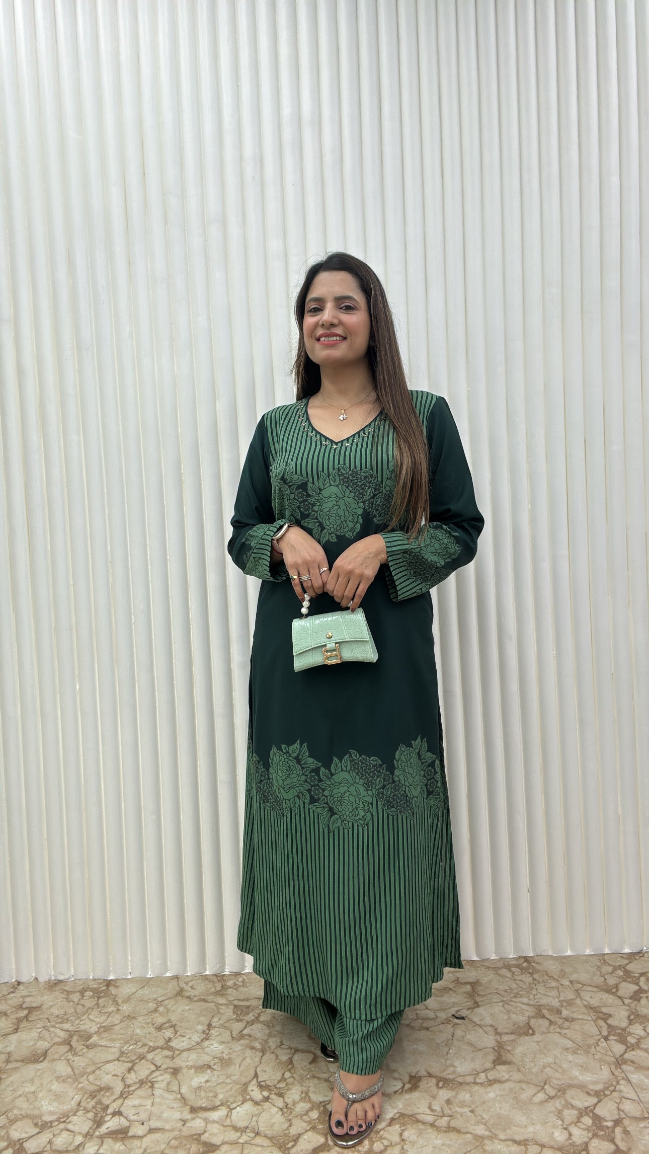 Printed Viscose German Rayon Kurta Set with Plazo Pants | C-Cut Design & Side Pockets"