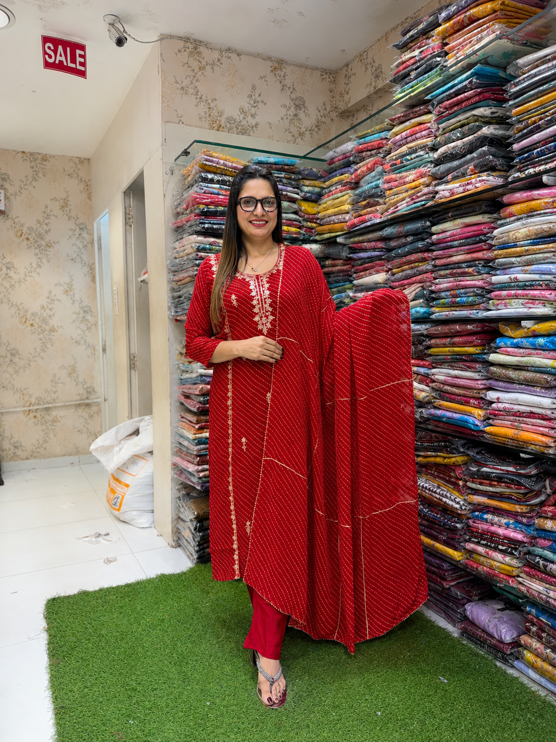 Pure Georgette Red 3pc Set