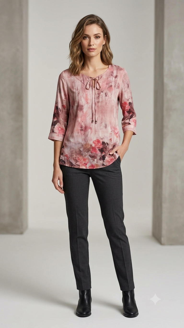 Pure Crepe pink Short Top