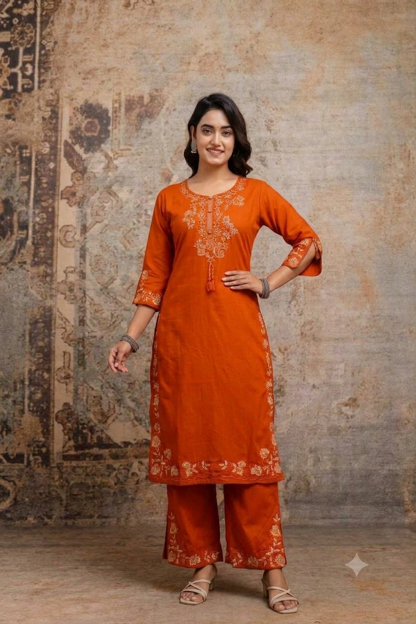 Pure Cotton Orange 2pc Set