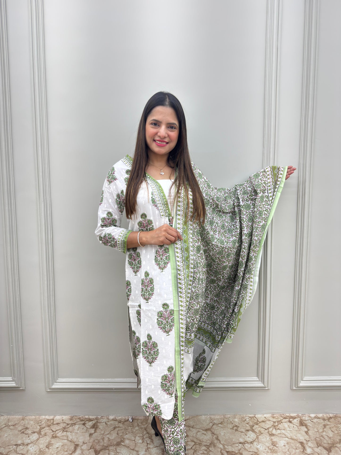 Pure cotton Office going 3 pc set- Off white colour.