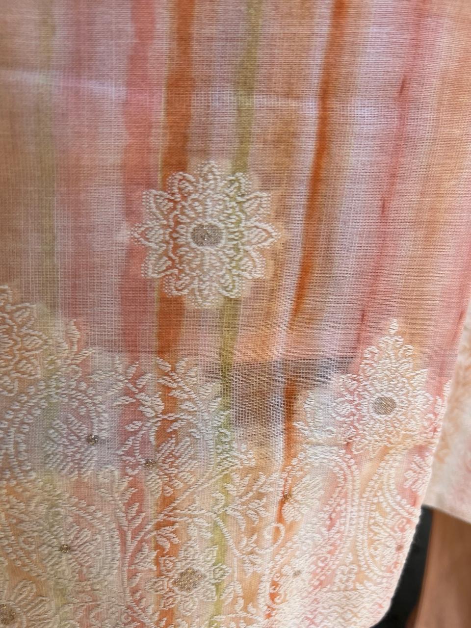 PURE LINEN JAAM-DANI Weaving 3 PC SET-PEACH PINK COLOR