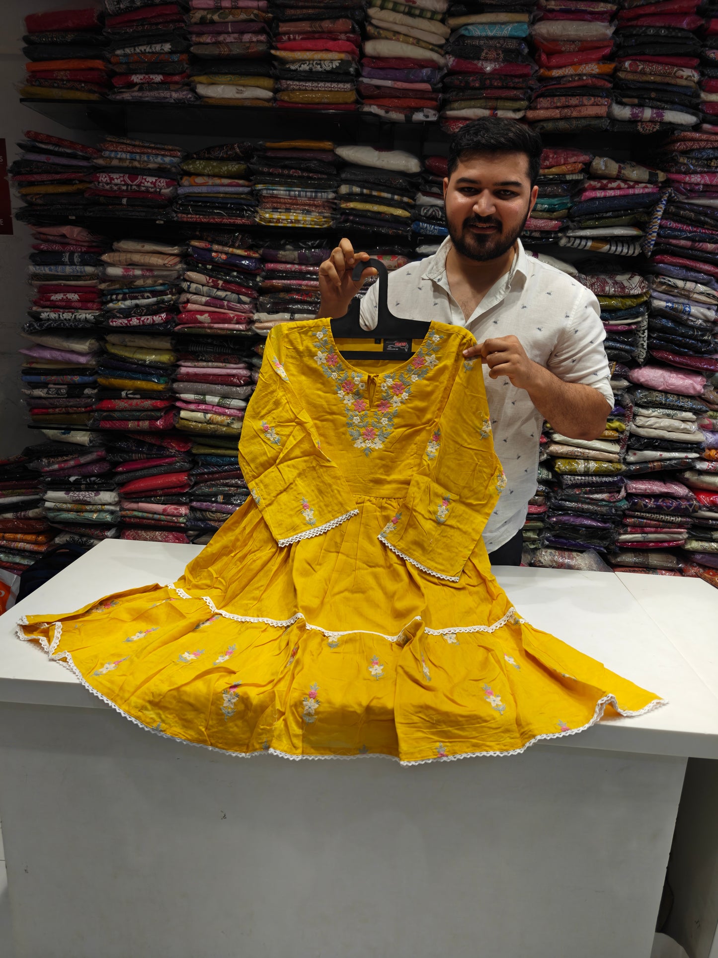 Pure mull Cotton Midi Yellow Color