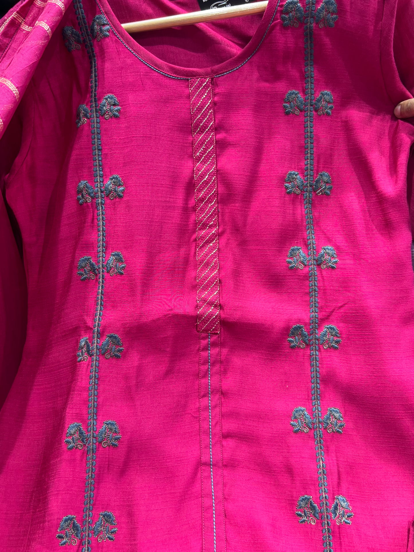 Premium Cotton Silk 3-Piece Party Wear Set – Radiant Magenta