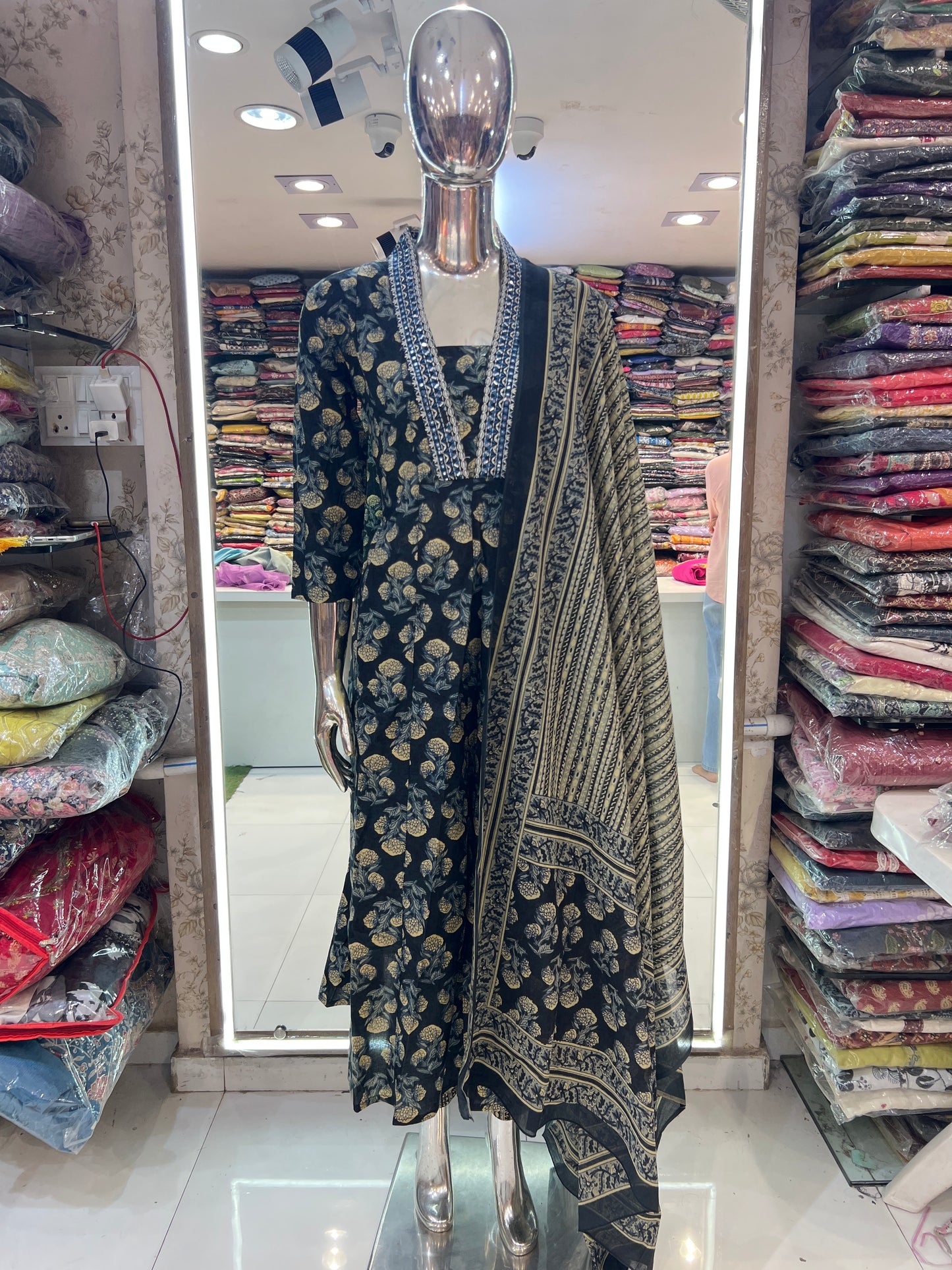 Pure Jaipuri Cotton A- line 3 pc Suit