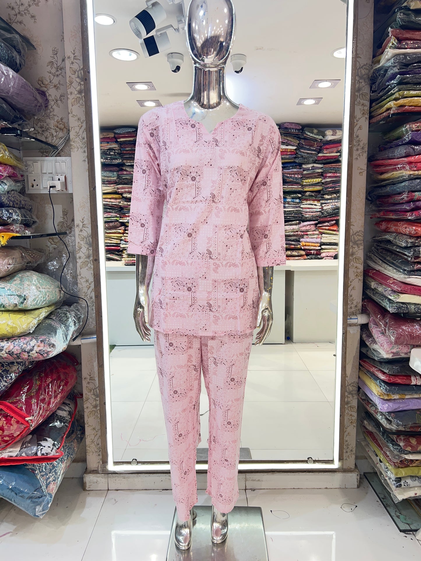 Pure Cotton Nightsuits Pink Color