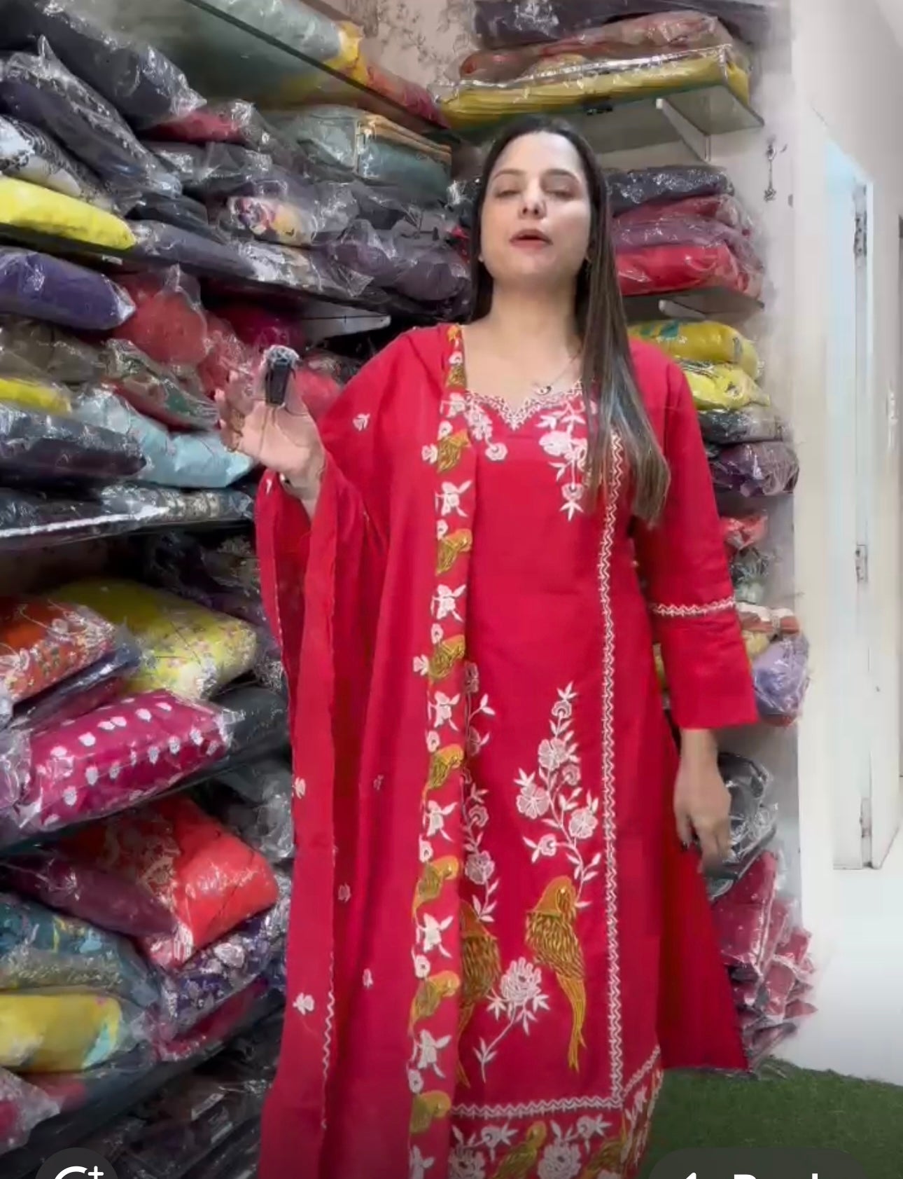 Party wear 3 pc Suit with organza duppata