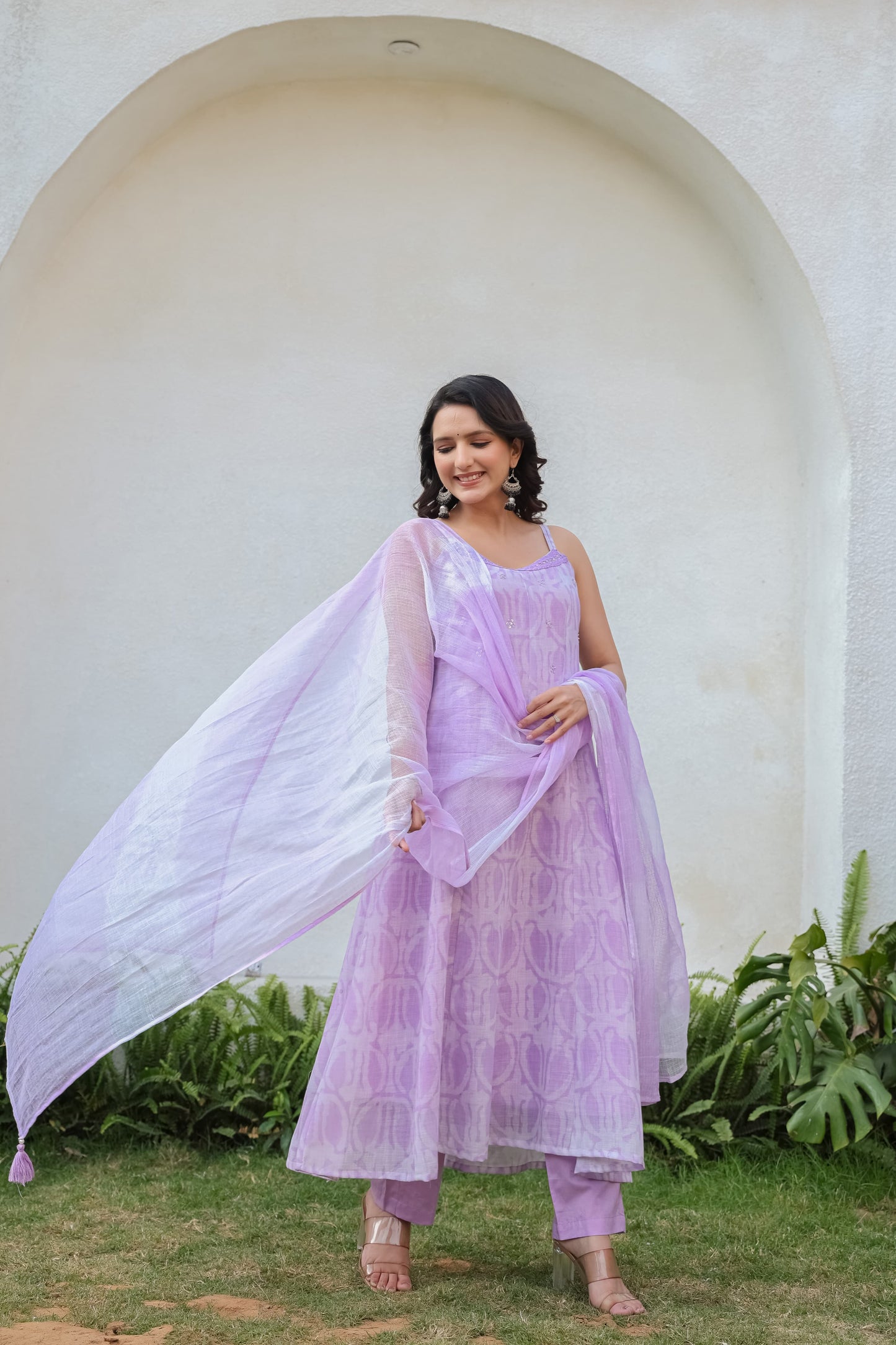 Pure Cotton 3pc Set Spagheti Pattern Light purple Color