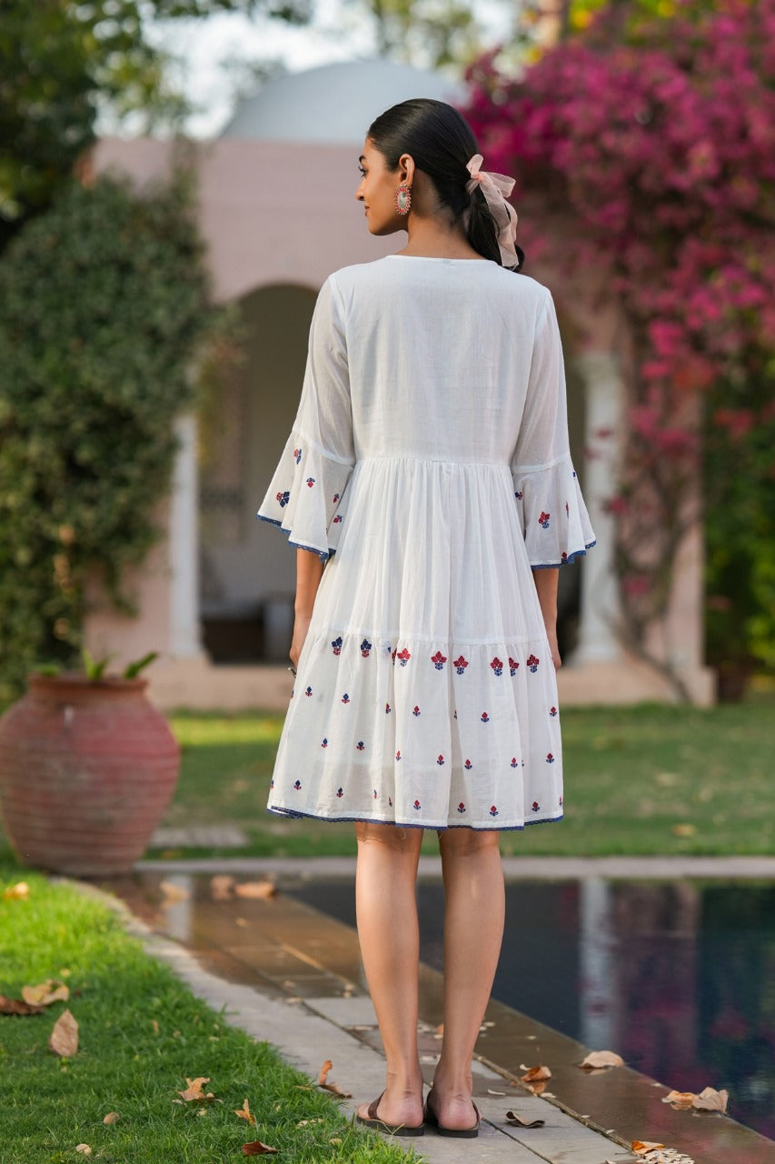 Pure Mull cotton Midi In Lacework With Cotton Lining