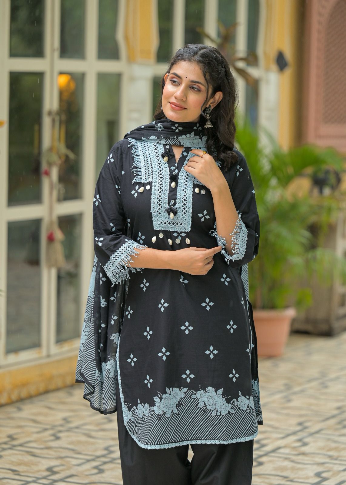 Pure Cotton Farsi Salwar With Duppta Black Color
