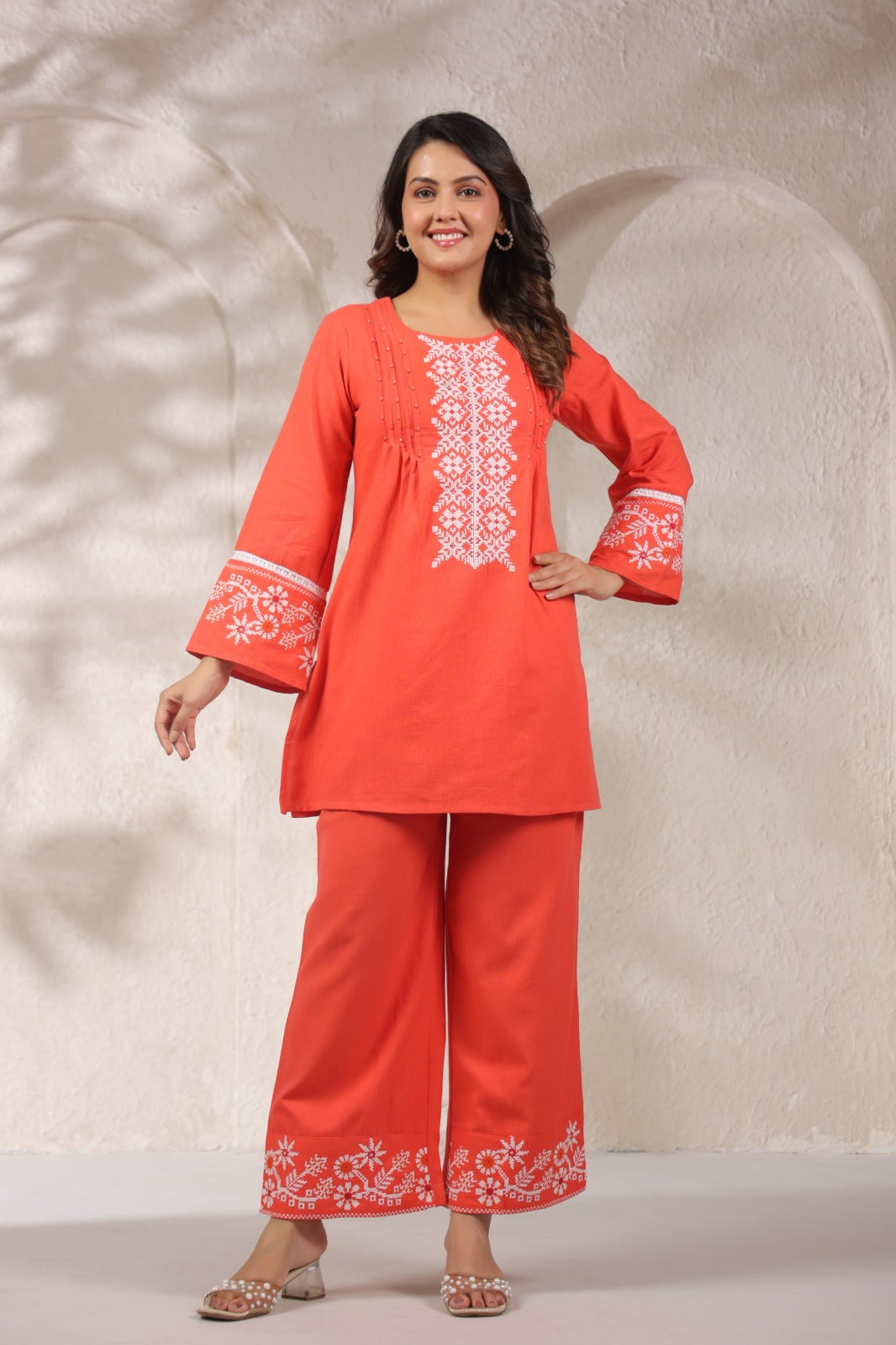 Pure Cotton 2pc Set Orange Color