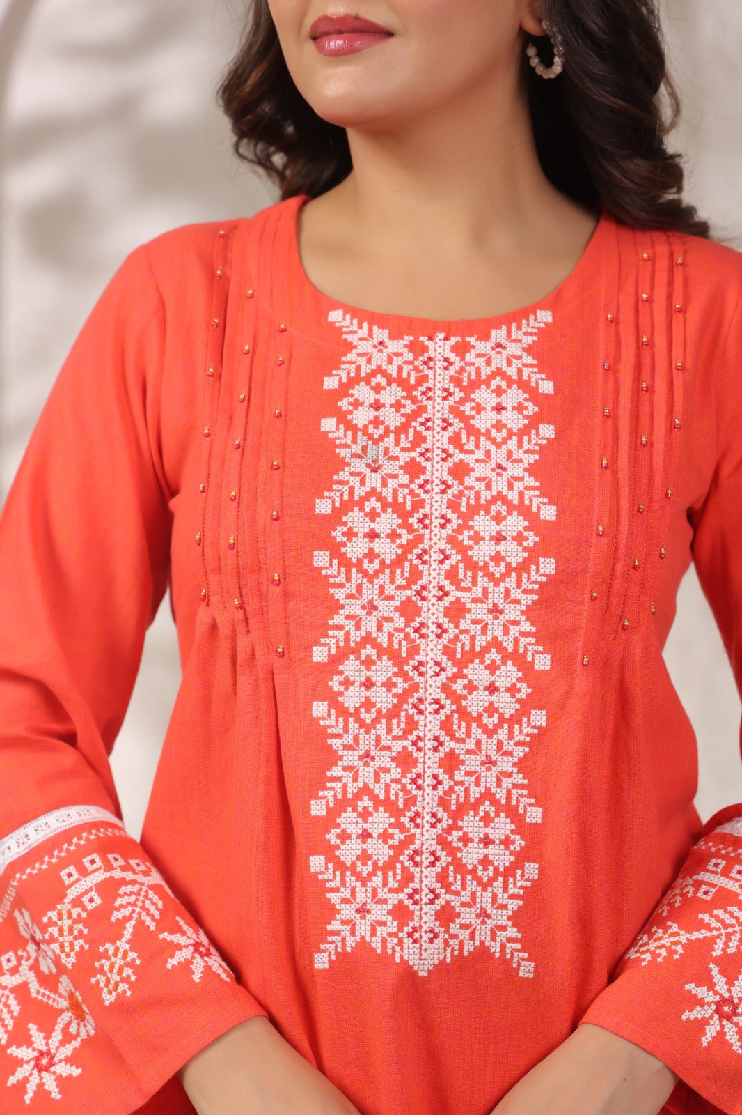Pure Cotton 2pc Set Orange Color