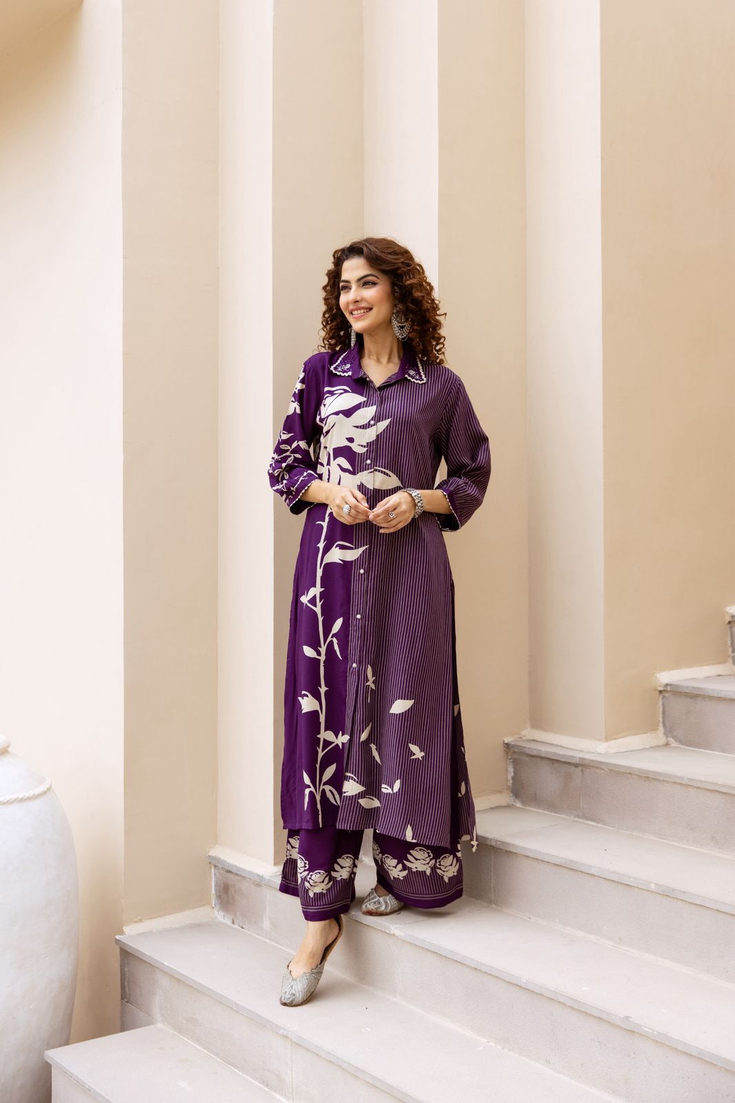 Premium Viscose German Rayon Long Co-ord Set | C-Cut Pattern & Plazo Pants"