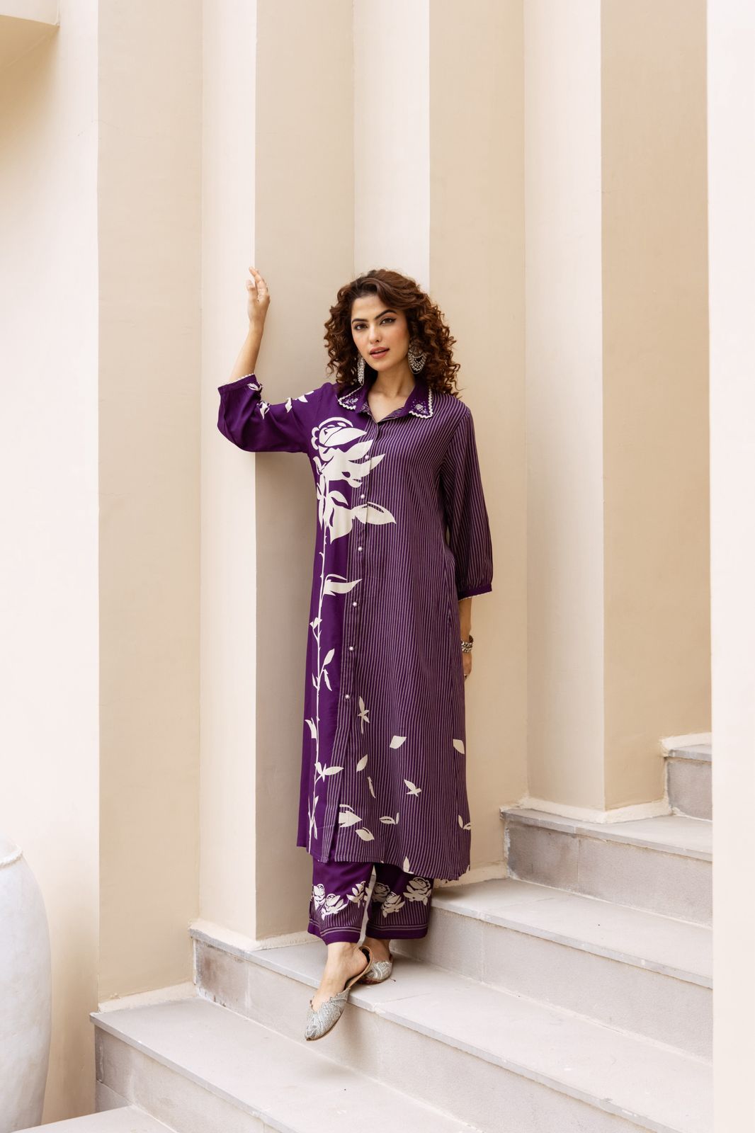 Premium Viscose German Rayon Long Co-ord Set | C-Cut Pattern & Plazo Pants"
