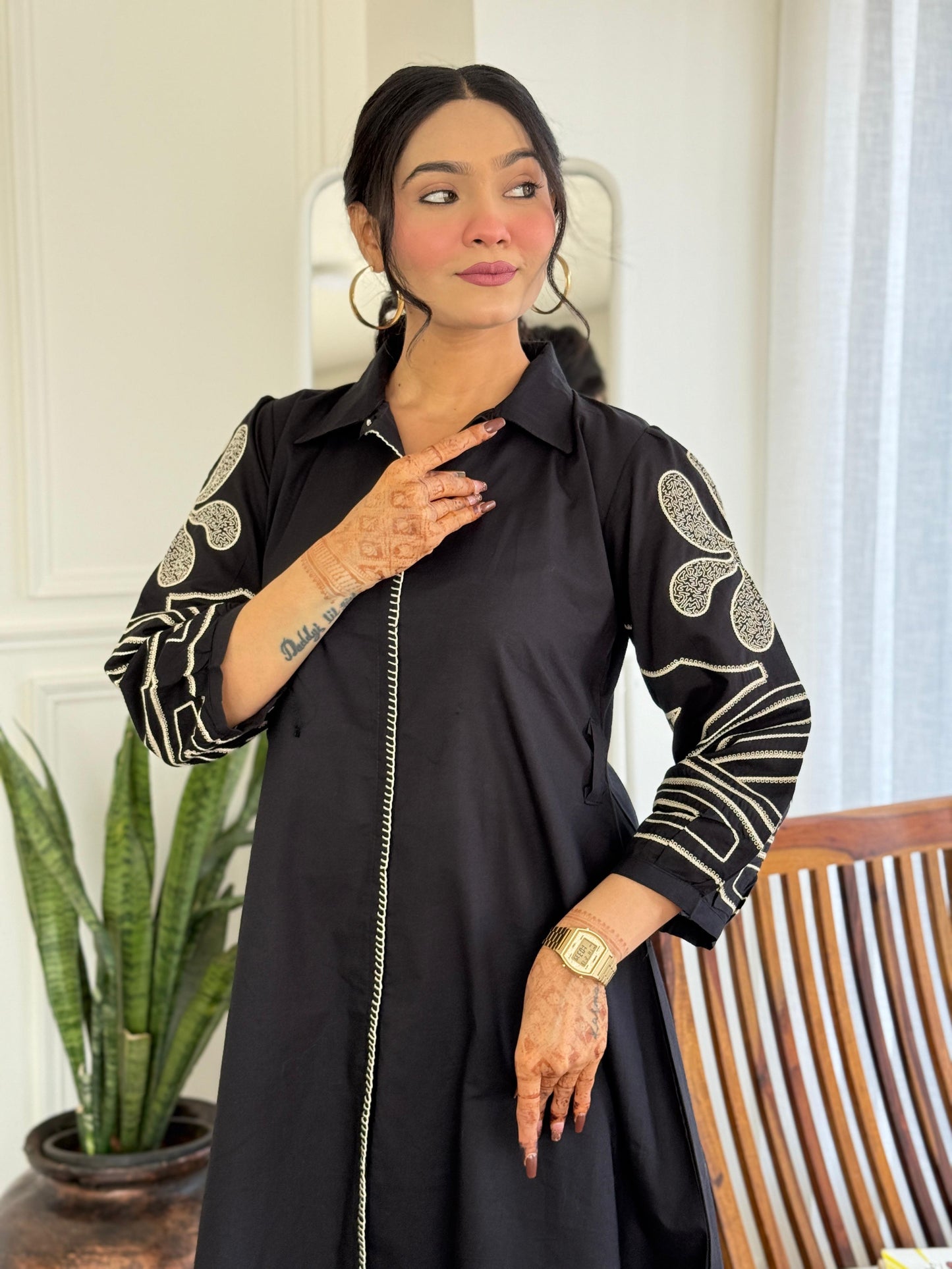 Pure Mull Cotton Designer Coord Set with Appliqué Work