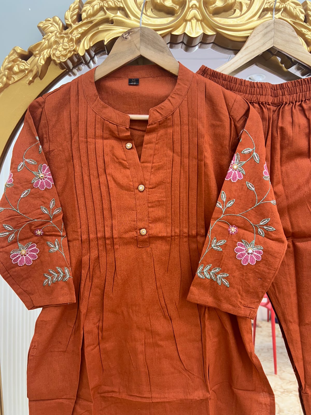 PURE FLEX COTTON COORDSET IN PINTEX DESIGN- RUST ORANGE COLOR