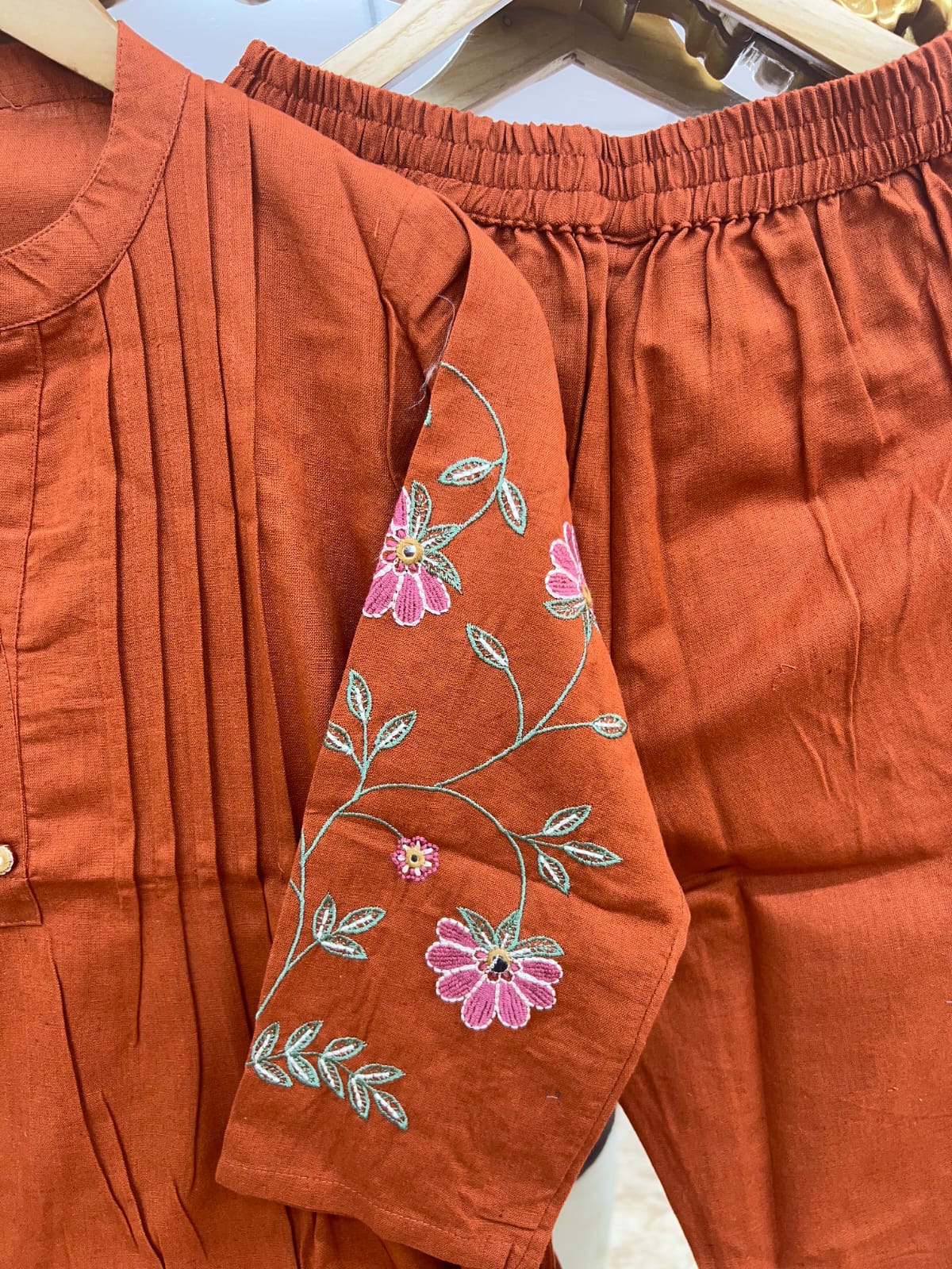 PURE FLEX COTTON COORDSET IN PINTEX DESIGN- RUST ORANGE COLOR
