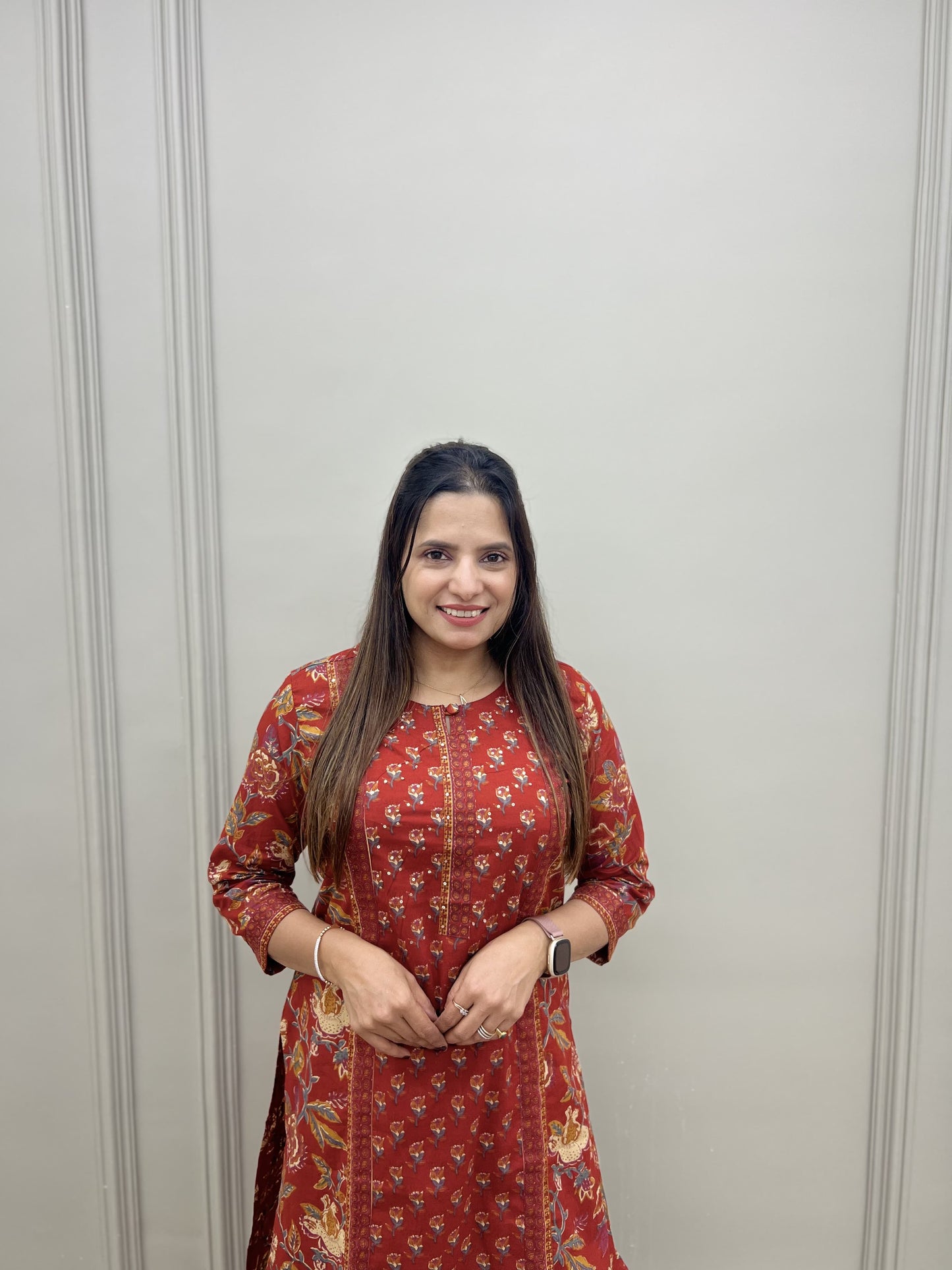 PURE JAIPURI COTTON HANDBLOCK PRINT- Maroon colour