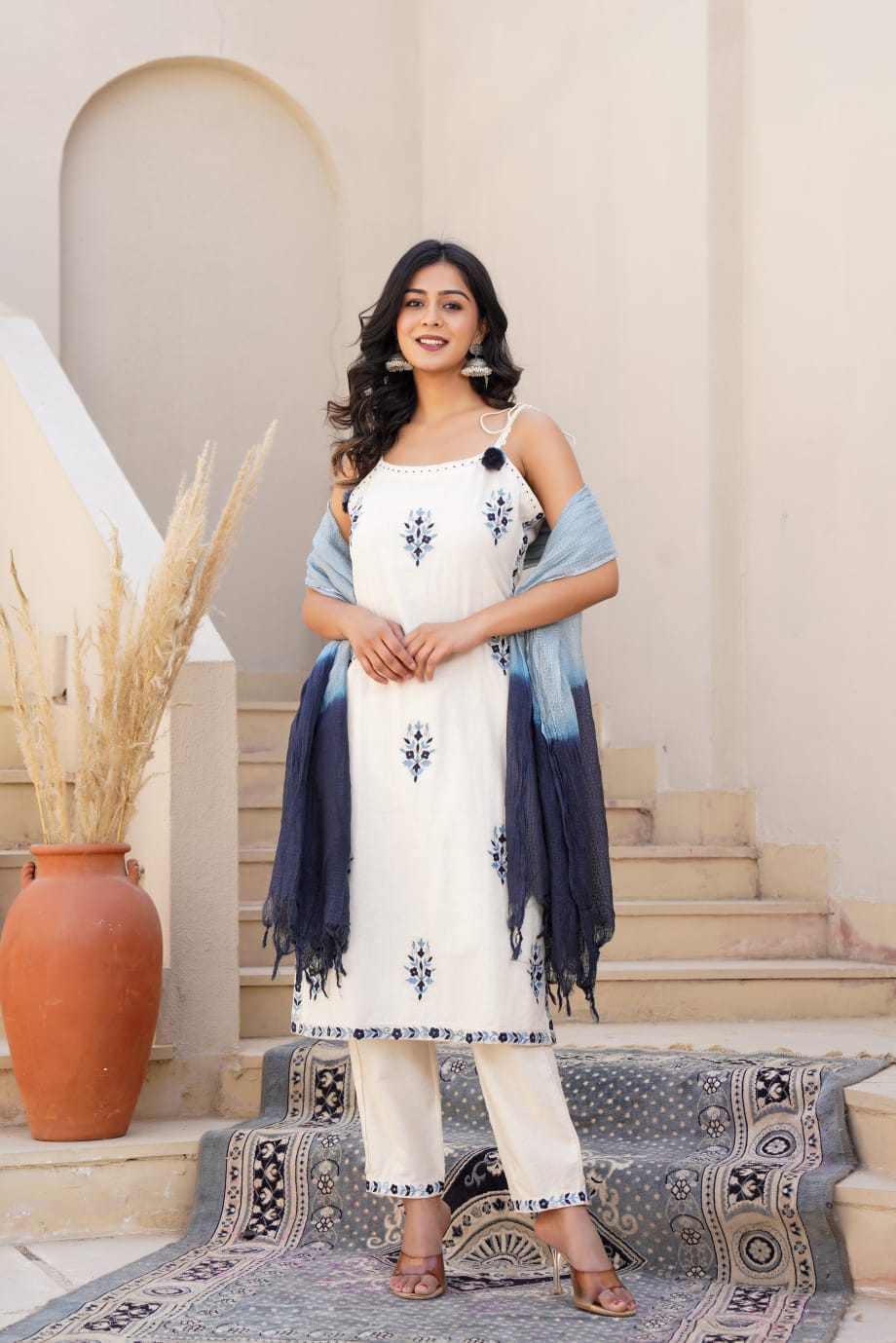 Fabric Handloom cotton Noodle stripe spaghetti pattern Kota Doria Dupatta
