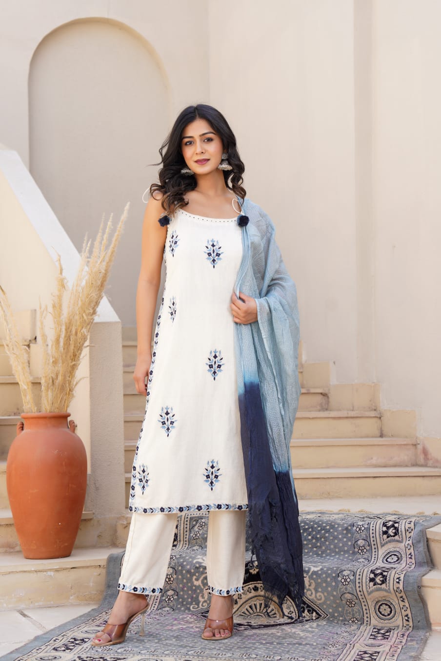 Fabric Handloom cotton Noodle stripe spaghetti pattern Kota Doria Dupatta