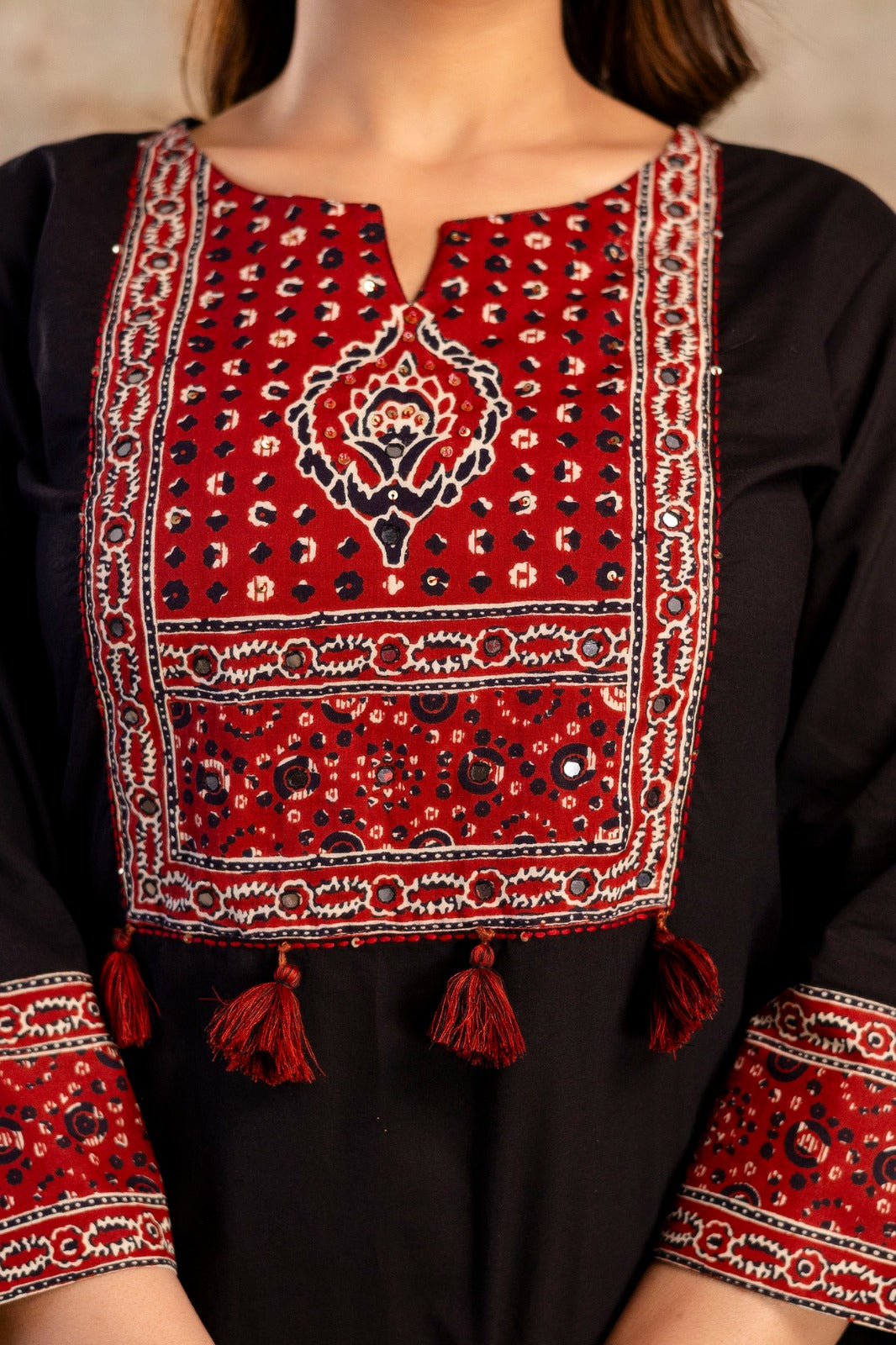 Pure Cotton Ajarak Print 3pc Set Black Color