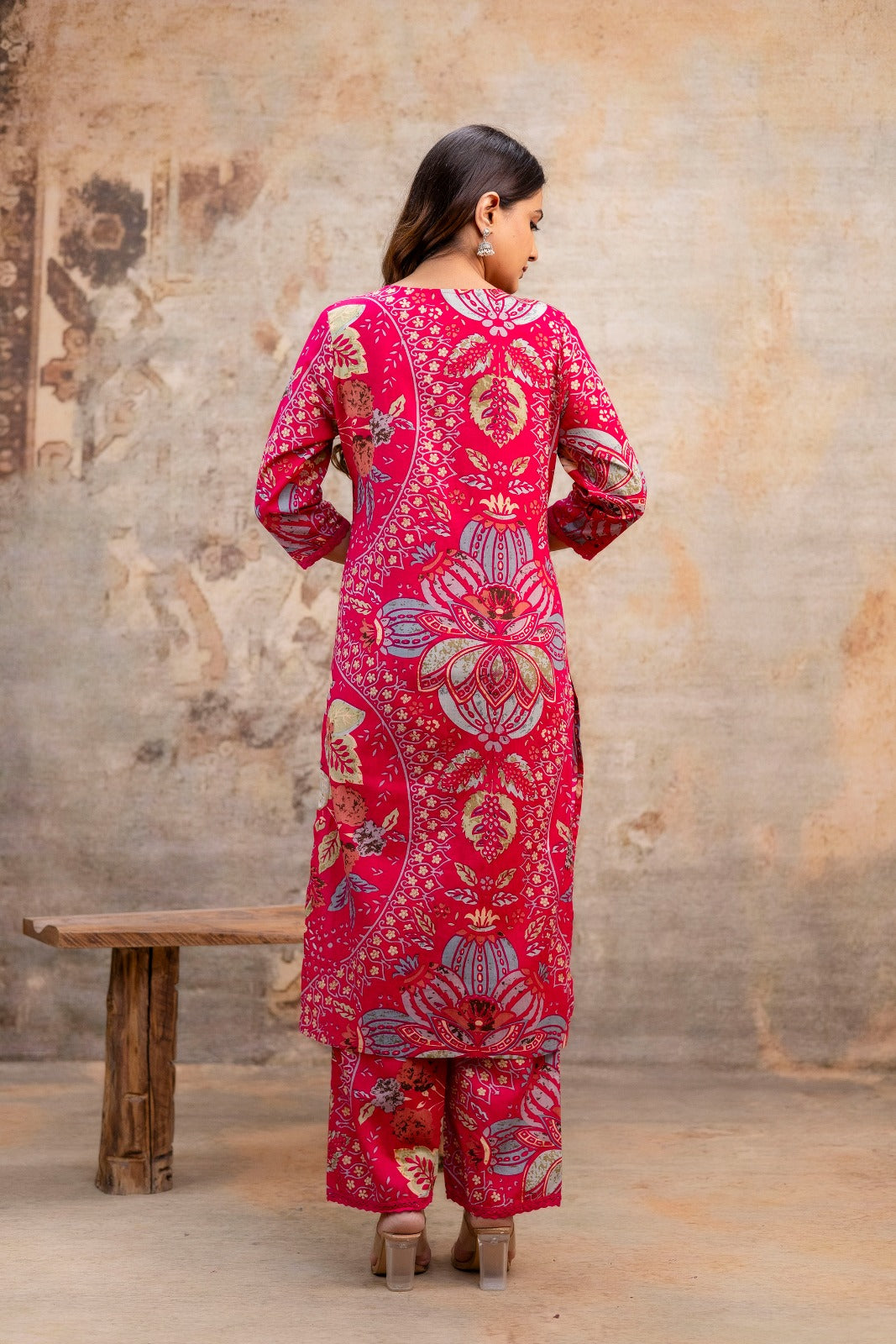 Pure Cotton Floral Print 2pc Set Pink Color