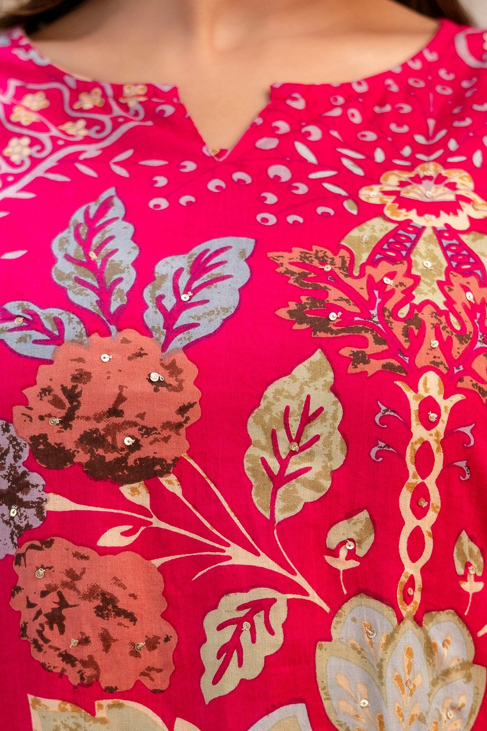 Pure Cotton Floral Print 2pc Set Pink Color