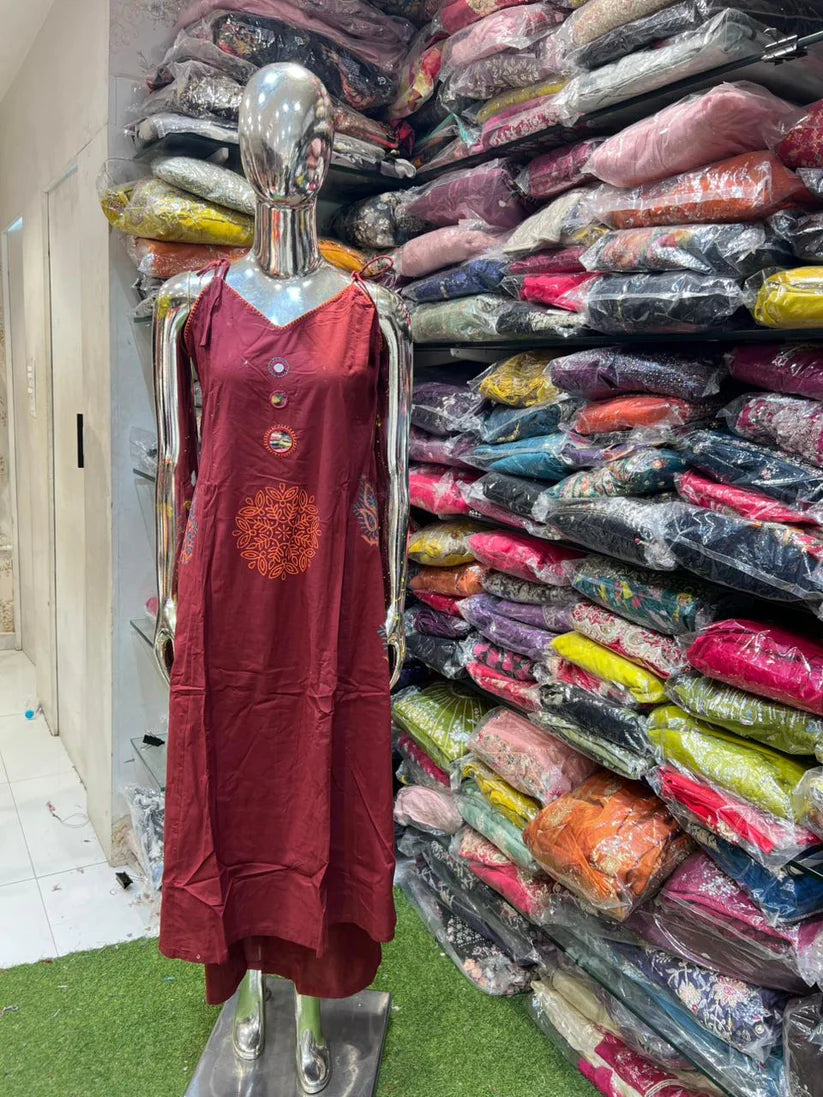 Pure Cotton Real Mirror Work 2pc Set Maroon Color