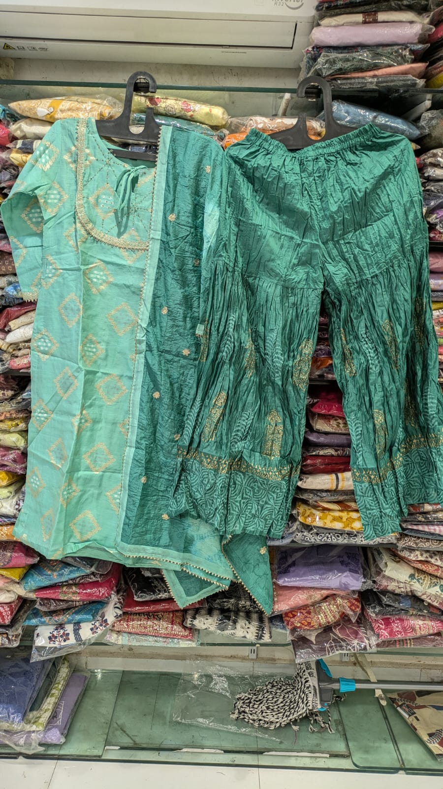 Pure Cotton Silk 3pc Set Green Color