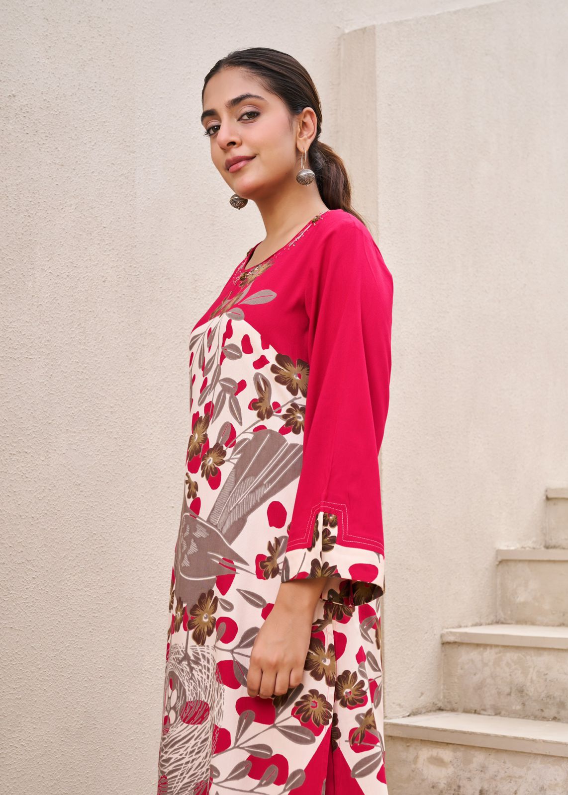 Pure Germon Rayon Signature Figure Print 2pc Cordset Magenta Pink Color