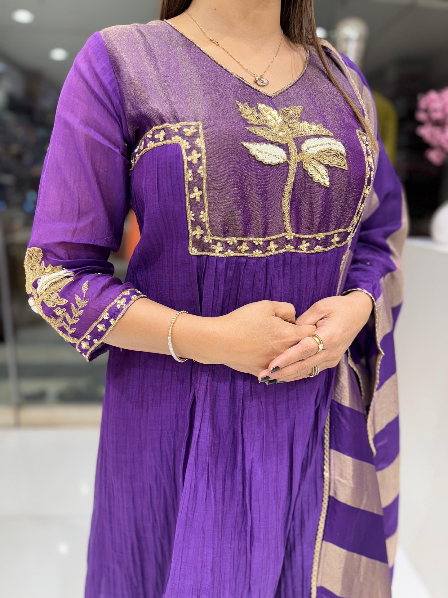 Mull Chanderi 3pc Suit