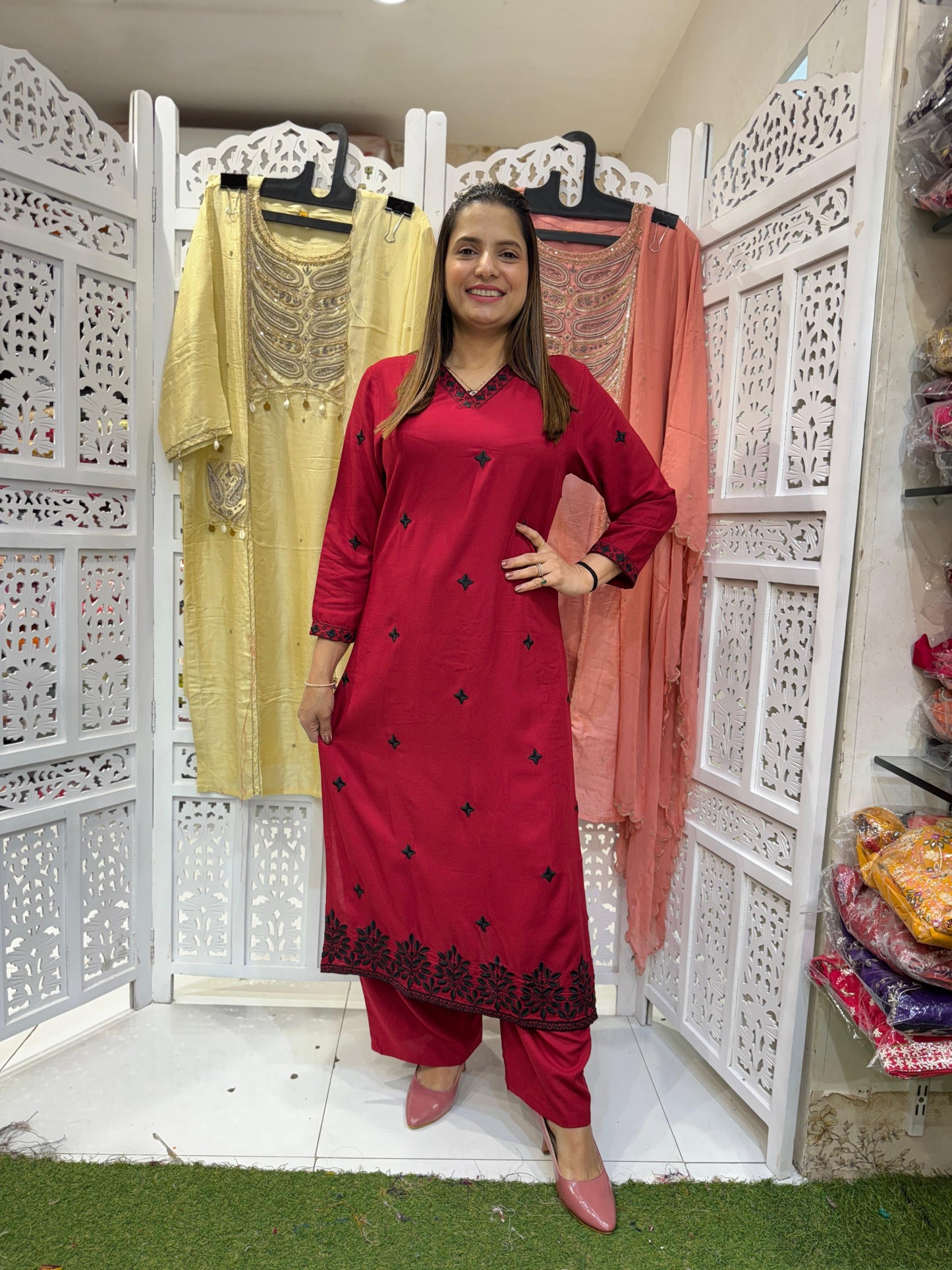German Rayon Red 2pc Suit