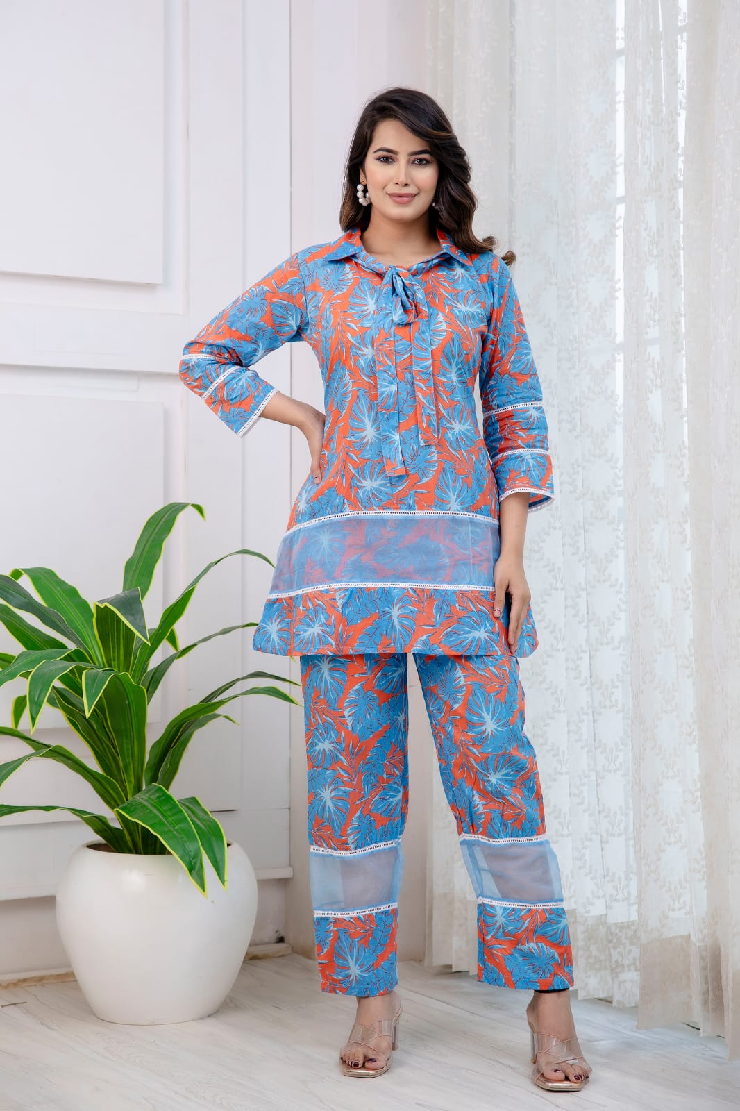 Cotton Blue 2pc Suit