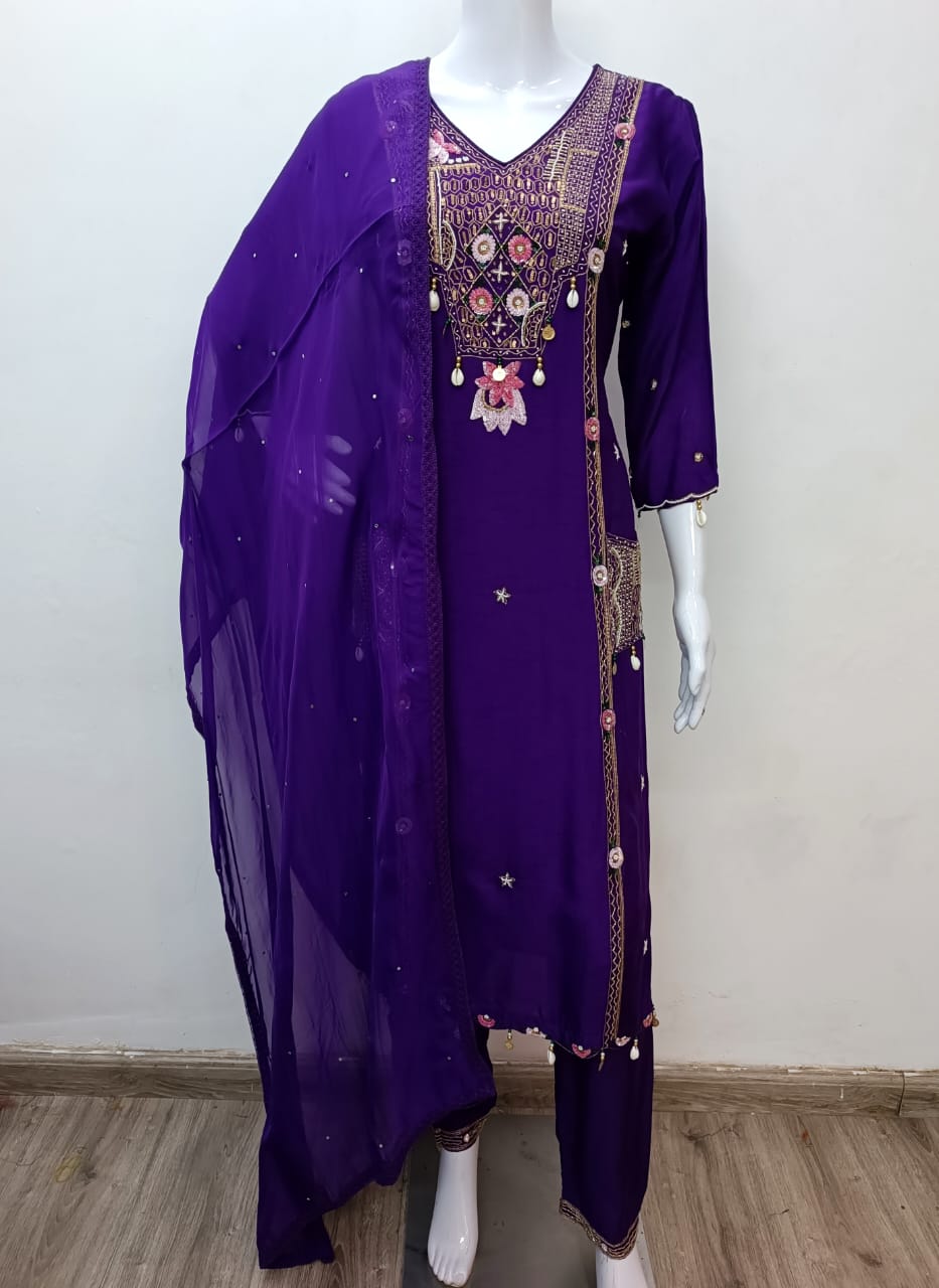 Dola Silk Purple 3pc Suit