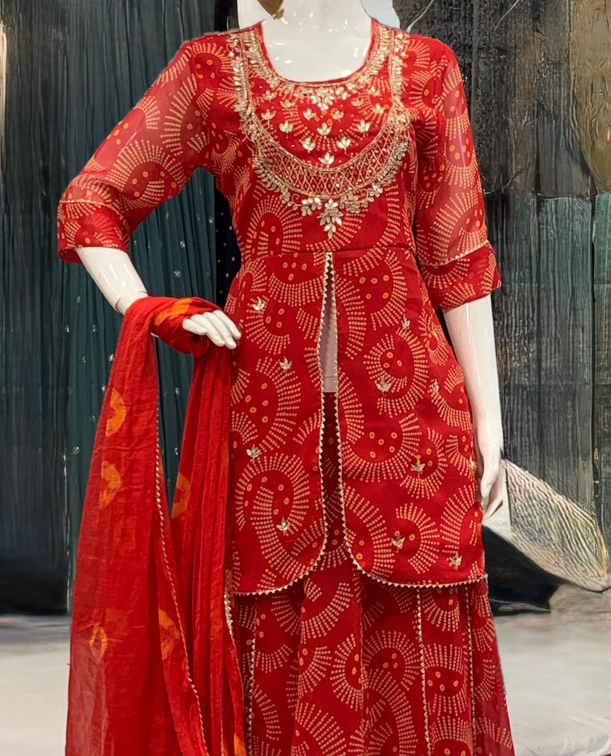 Georgette Red 3pc Suit