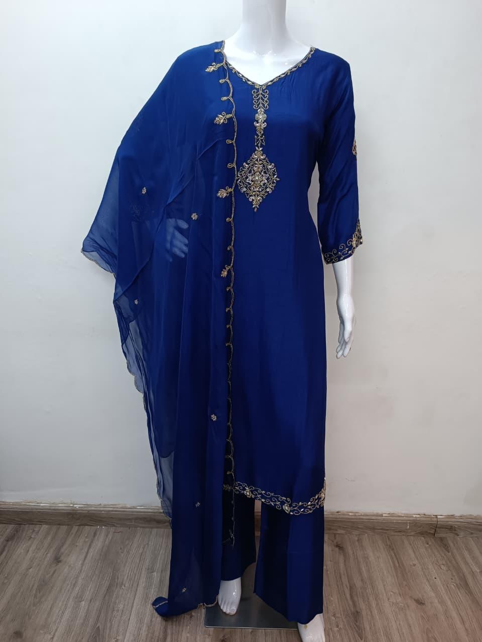 Dola Silk Blue 3pc Suit