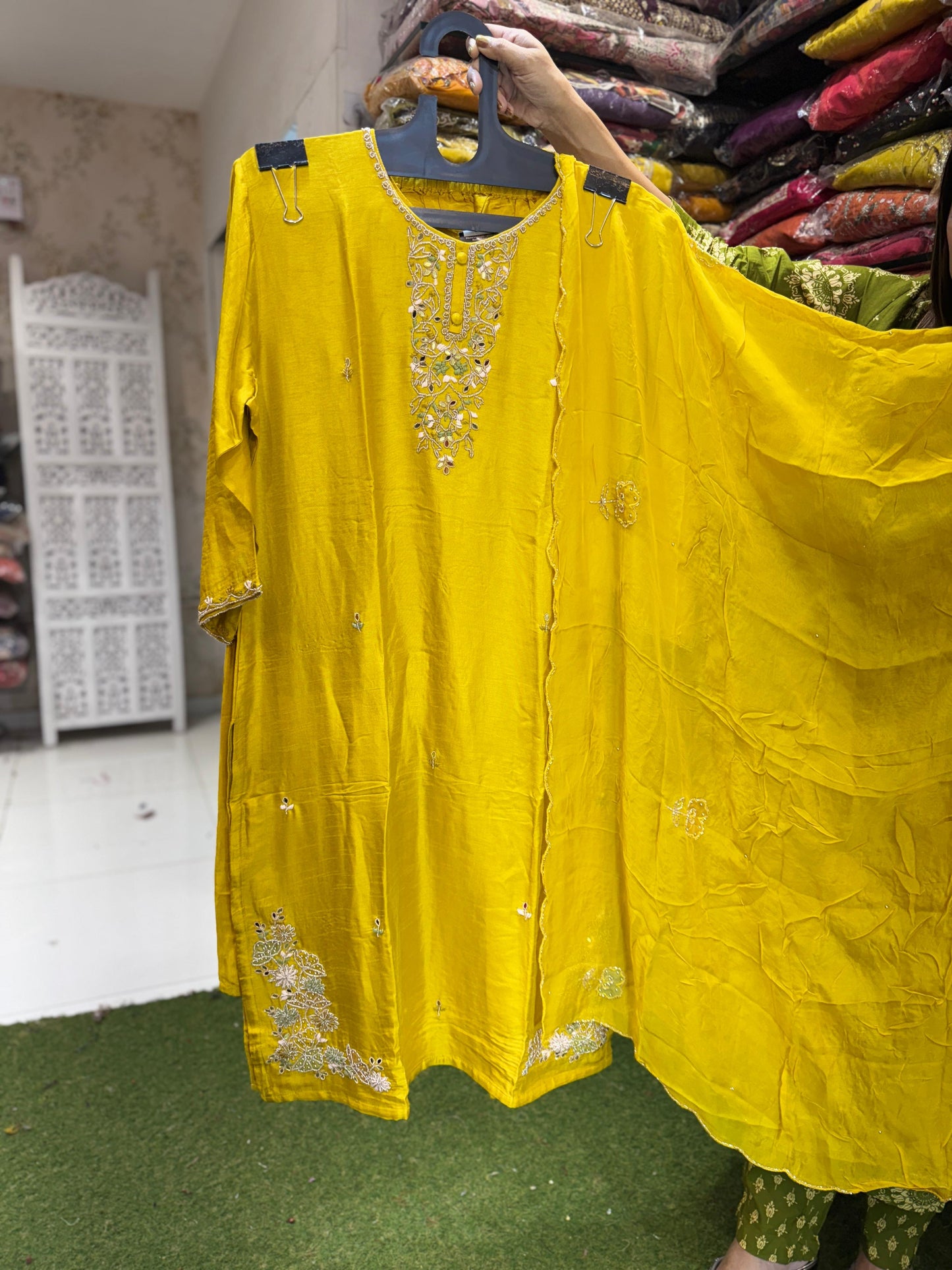 Dola Silk Yellow 3pc Suit