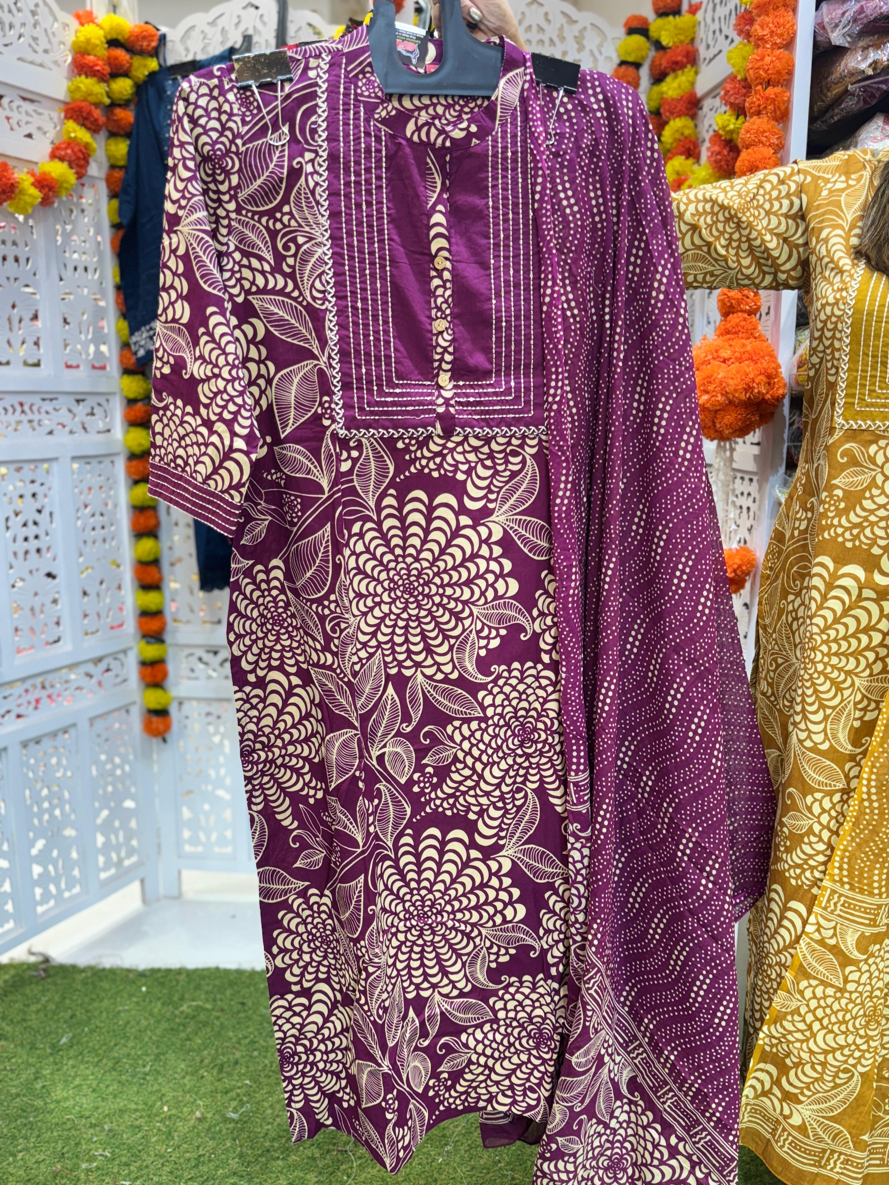 Cotton Purple 3pc Suit
