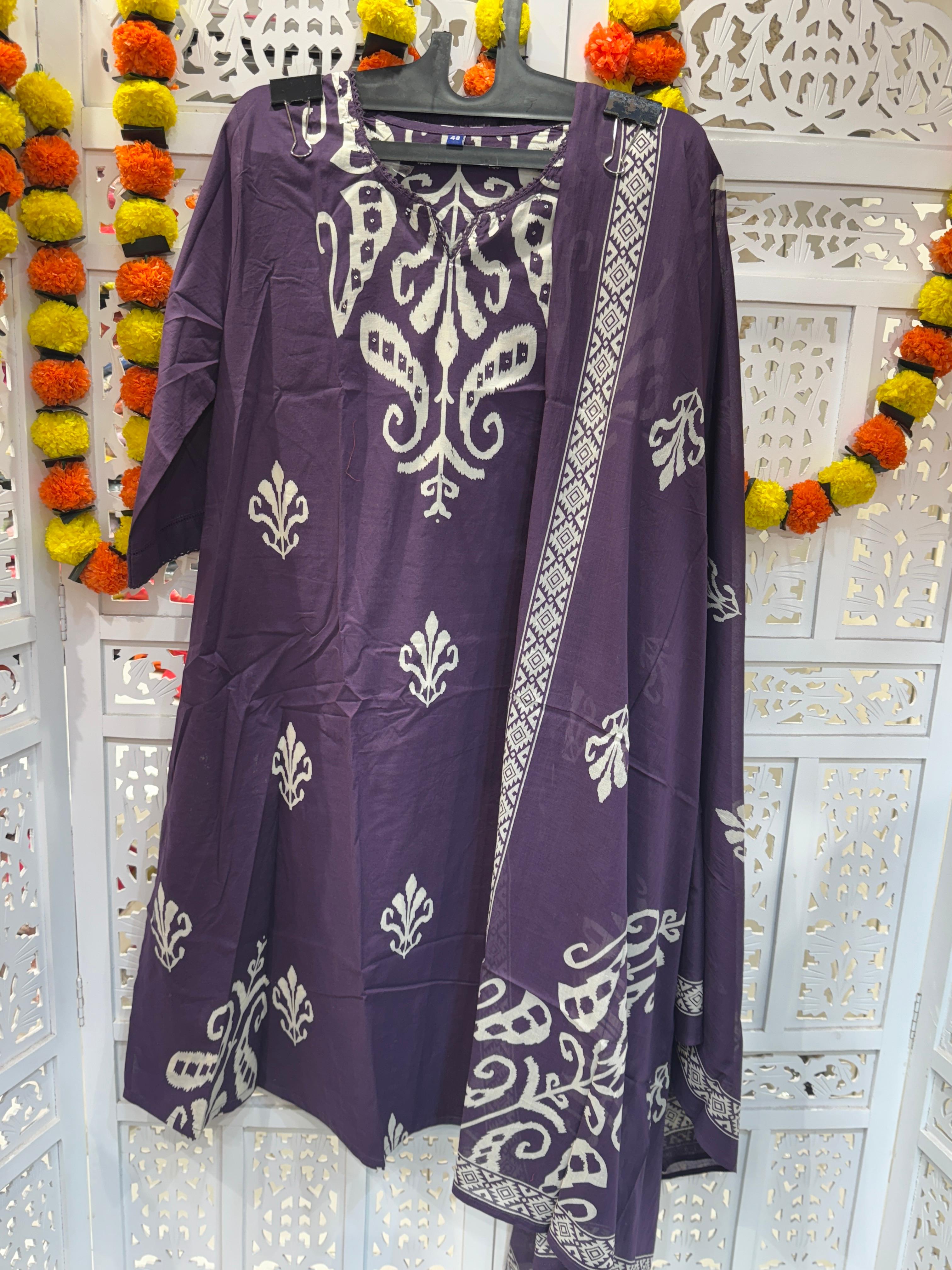 Cotton Purple 3pc Suit