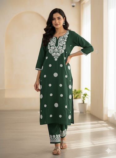 Rayon Dark Green 2pc Set