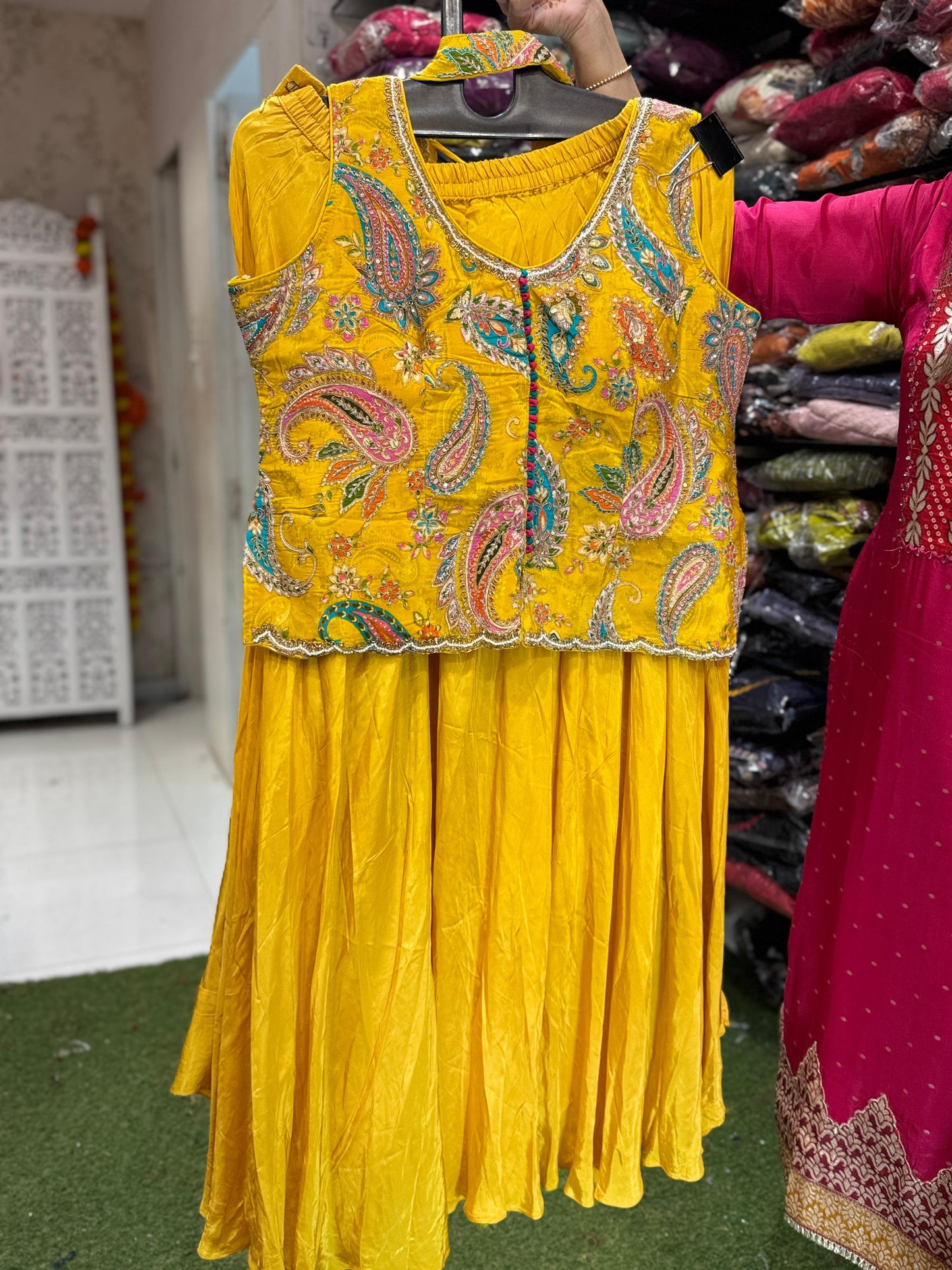 Pure Crep Lahenga Yellow Color