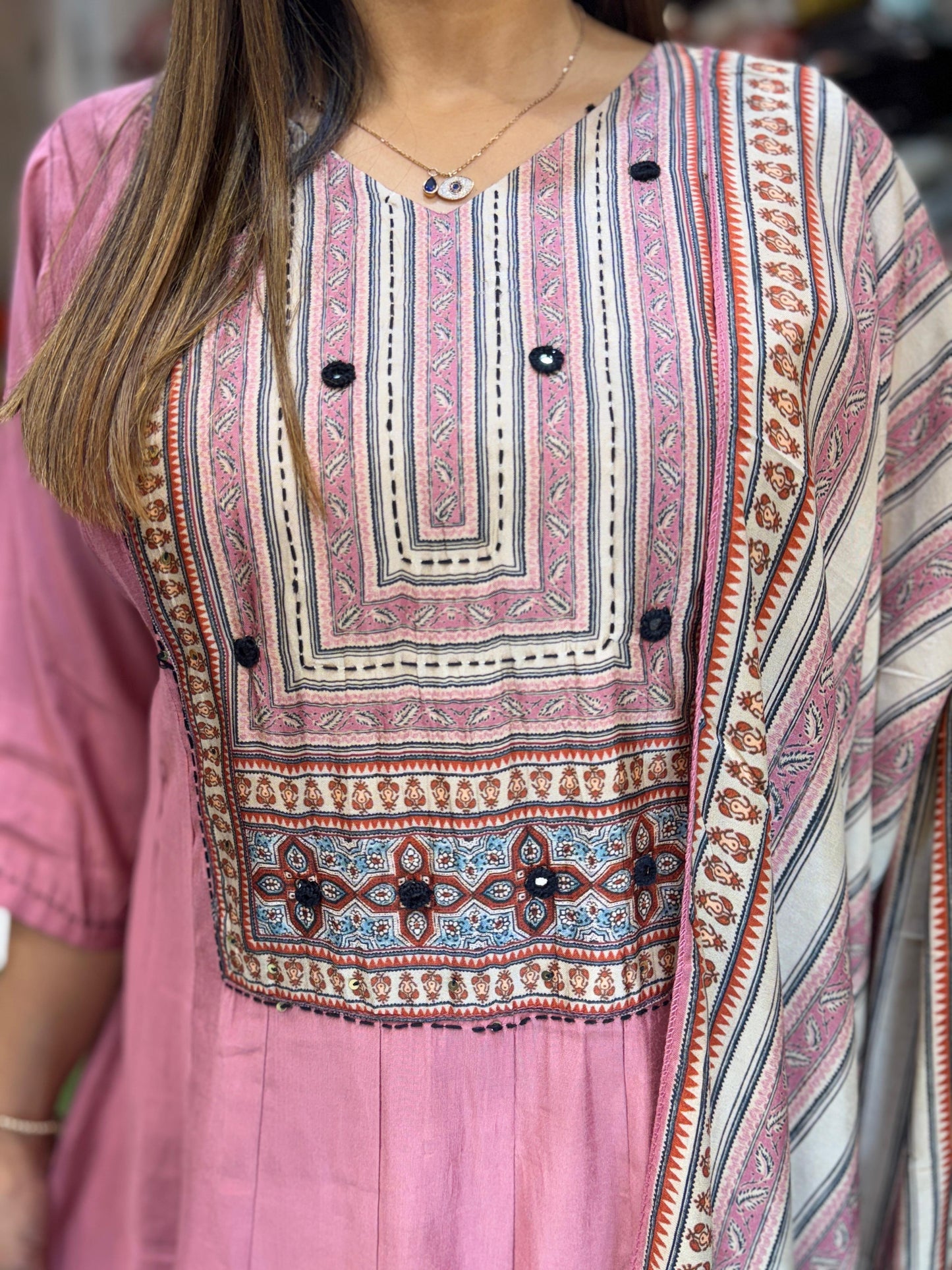 Cotton Silk Anarkali Light Pink 3pc Set