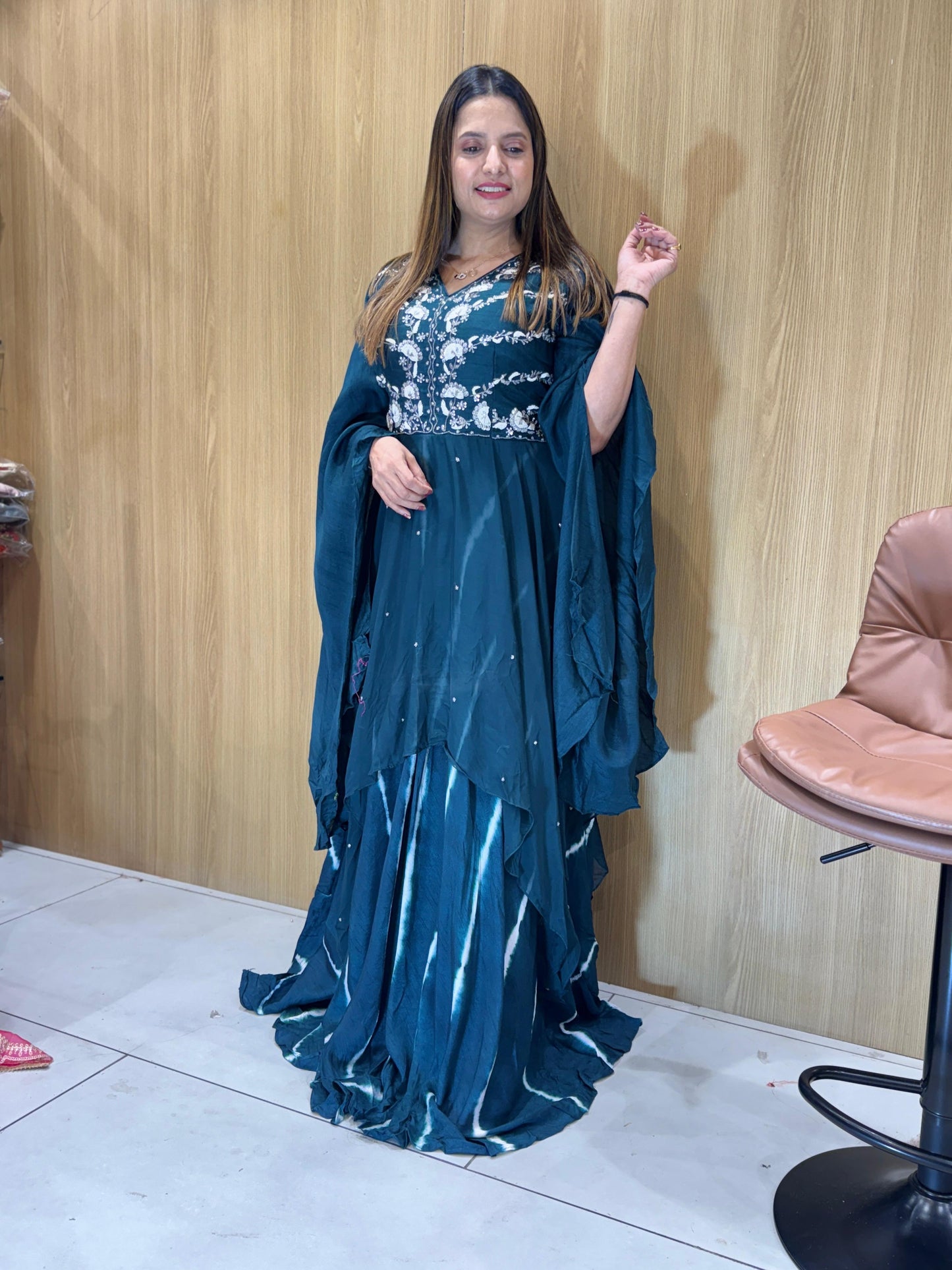 Dola Silk Dark Rama Green Gown