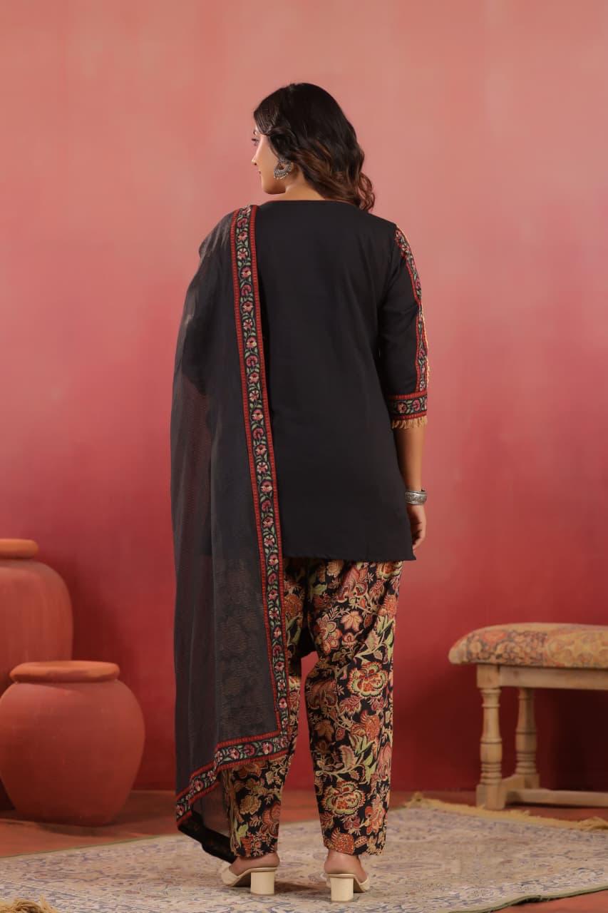 Cotton Farsi Salwar Black 3pc Set