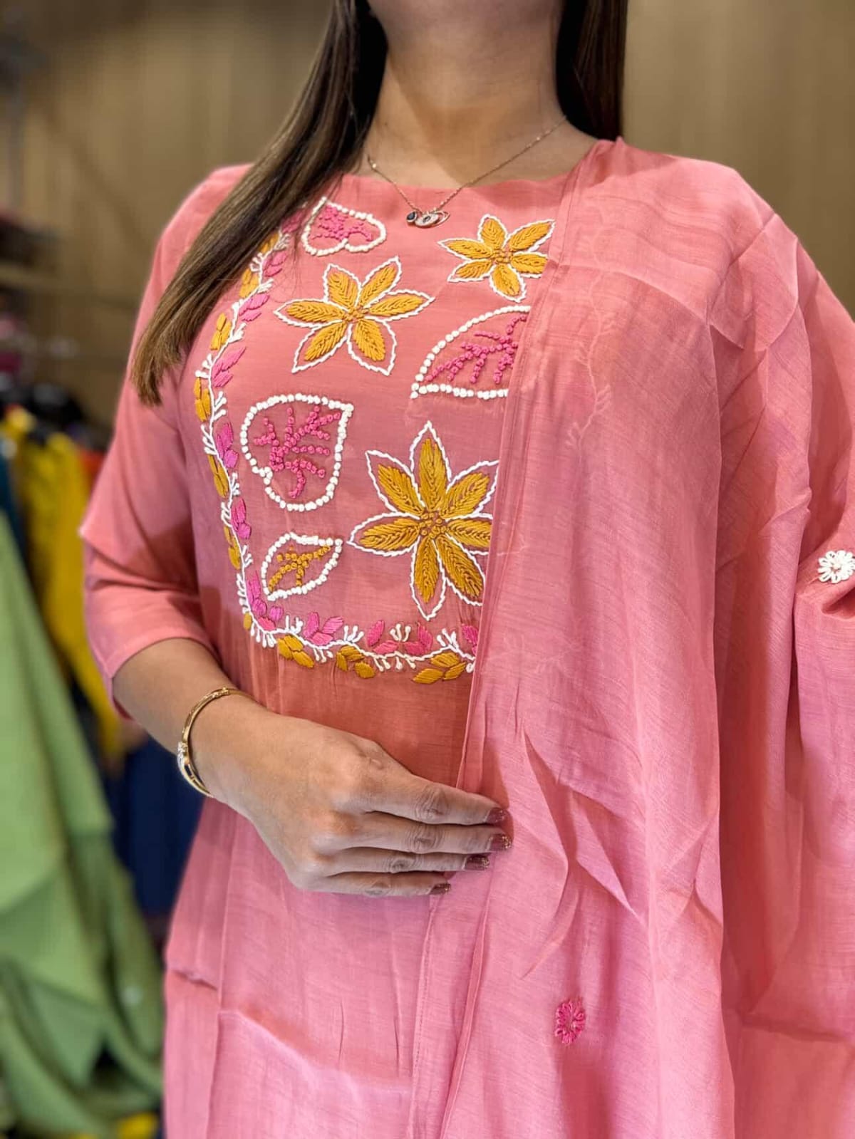 Mull Chanderi Pink 3pc Set