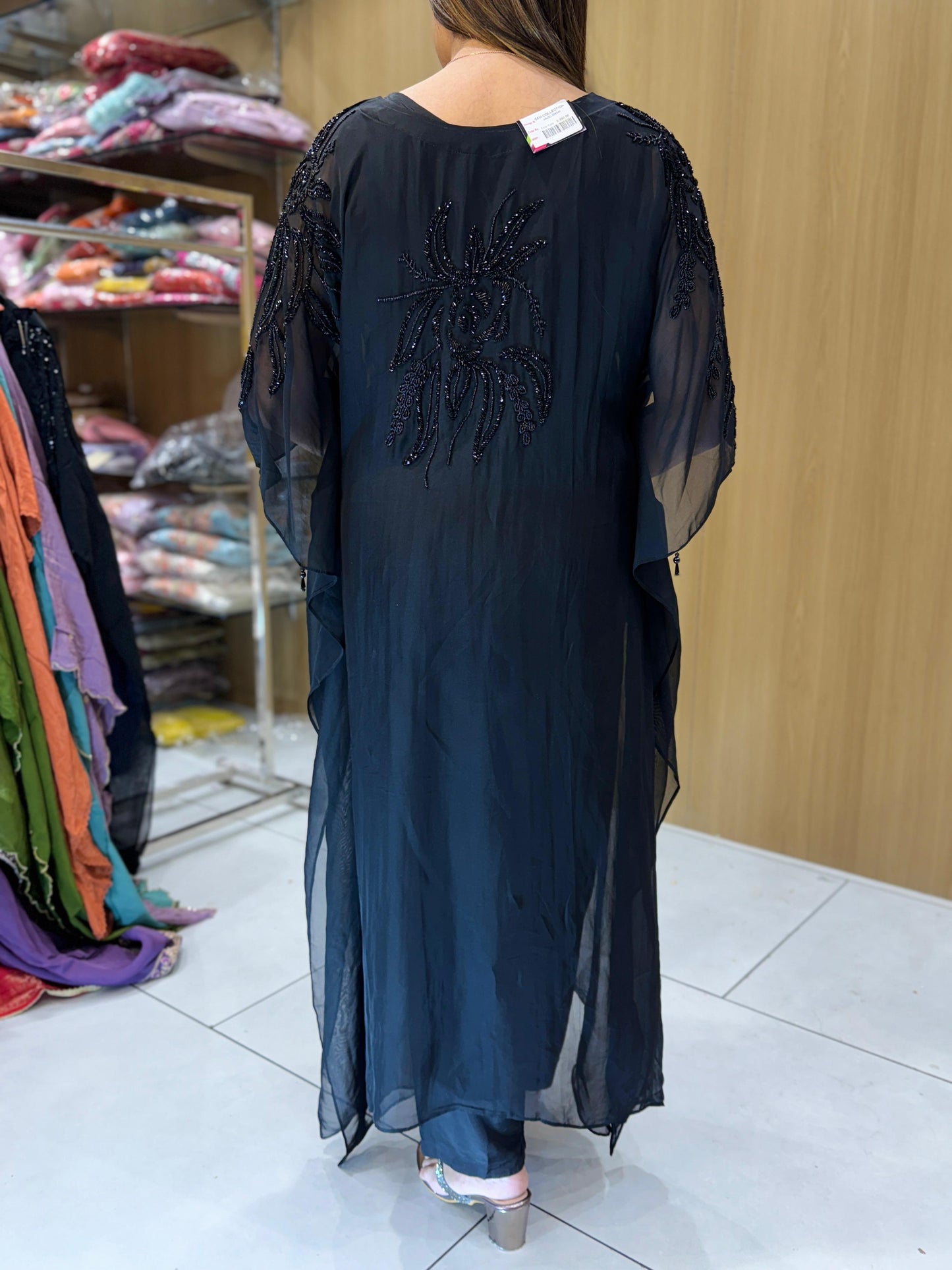 Viscoce Organza Kaftan Black 2pc Set