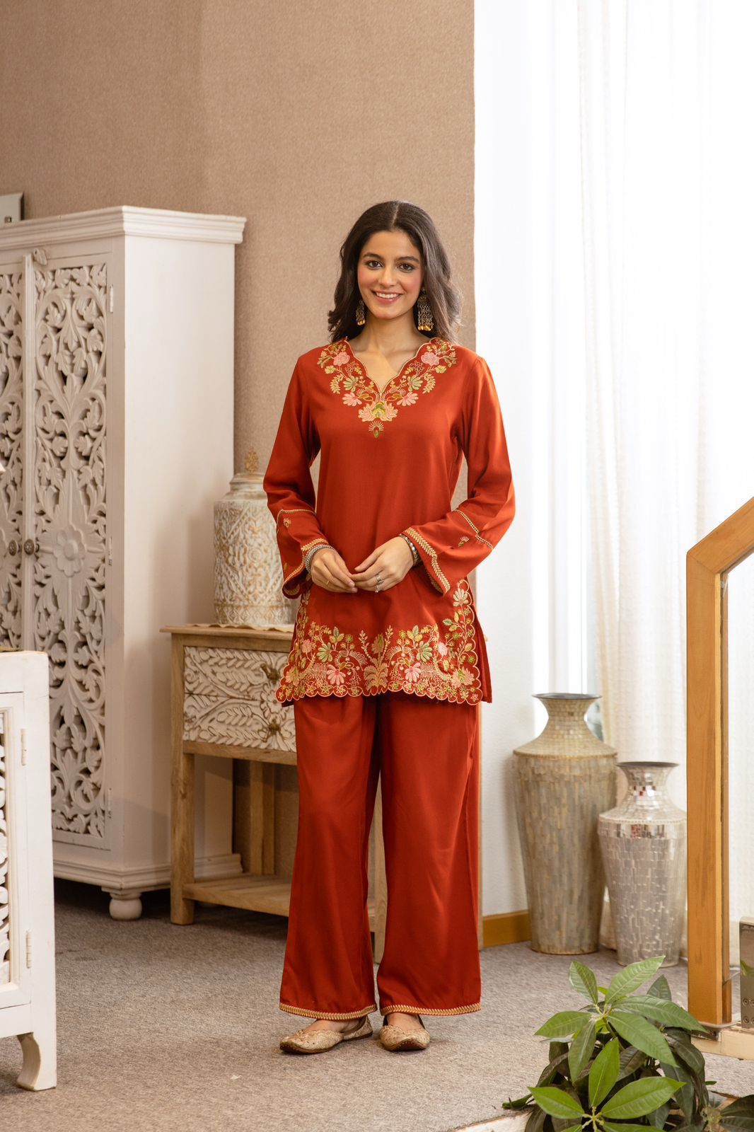 German Rayon Orange 2pc Set