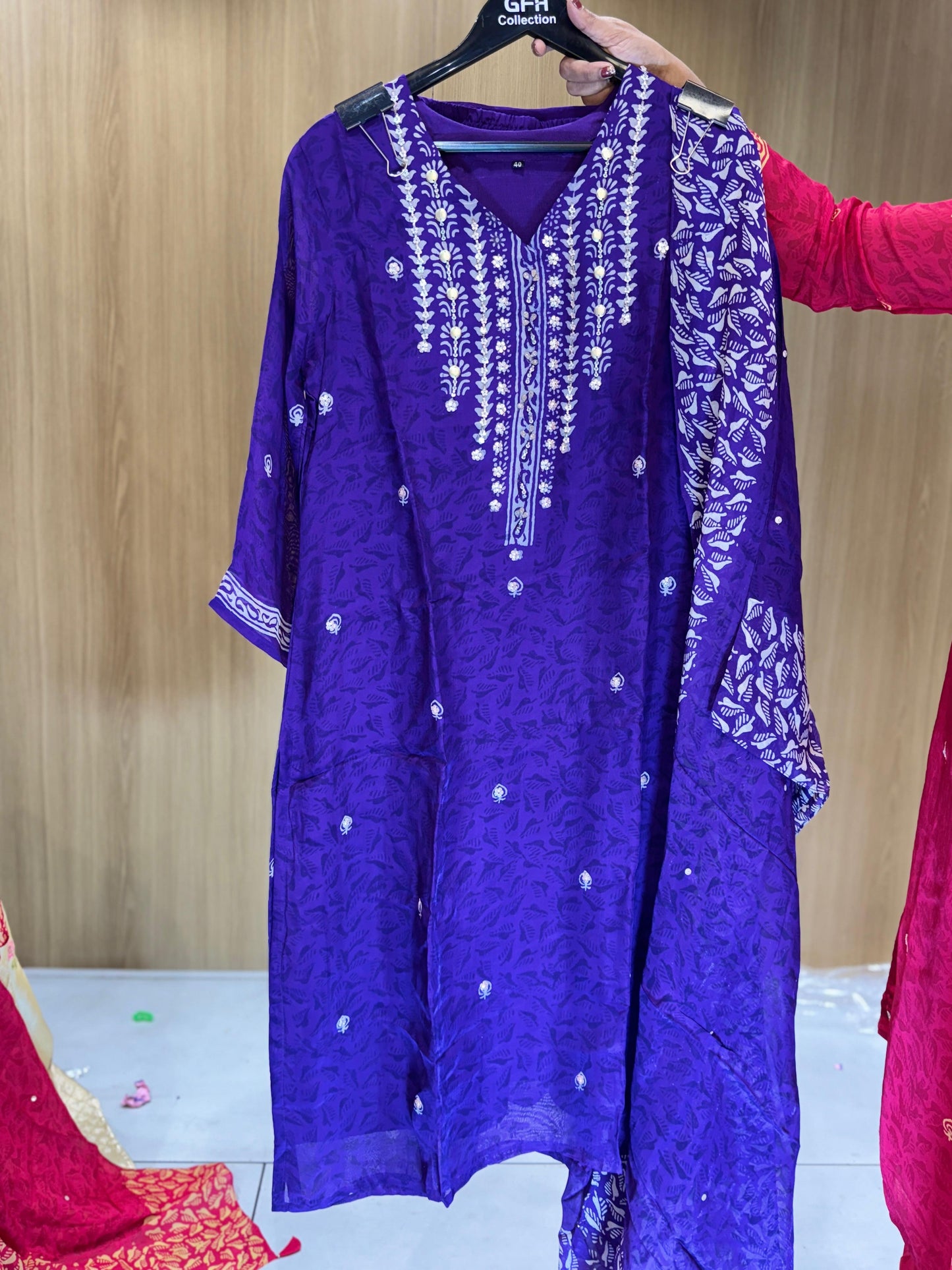 Viscoce Organza Purple 3pc Set